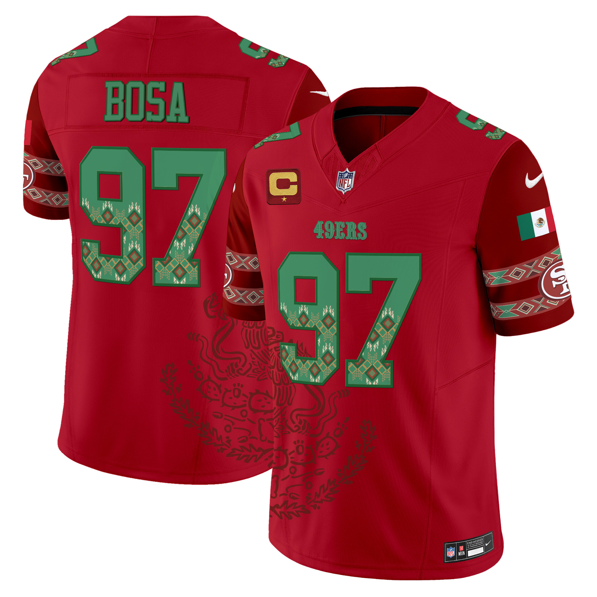 Men's Nick Bosa San Francisco 49ers Mexico Vapor Limited Red Jersey - Printed