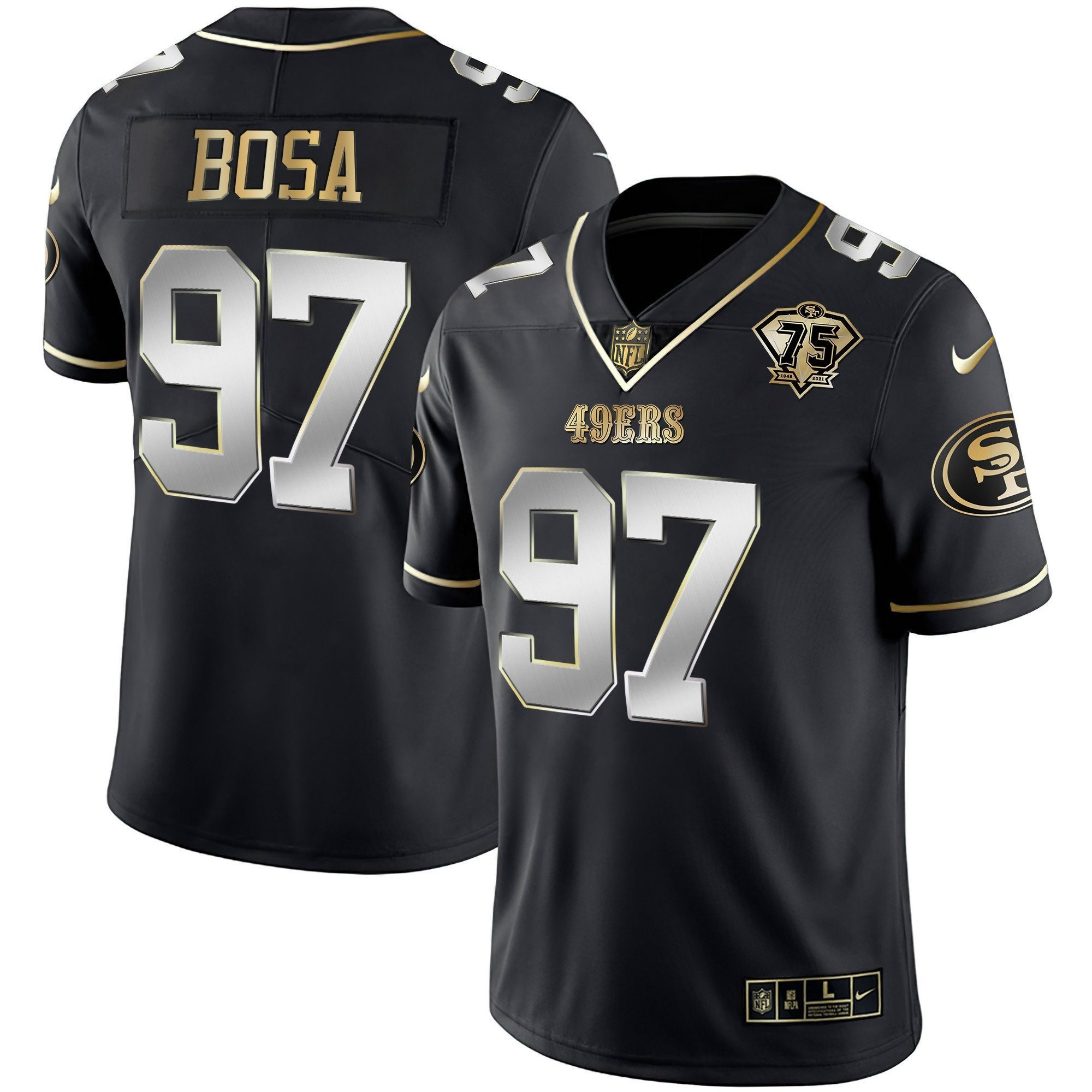 Men's Nick Bosa San Francisco 49ers Vapor Gold Black Limited Jersey Collection - All Stitched