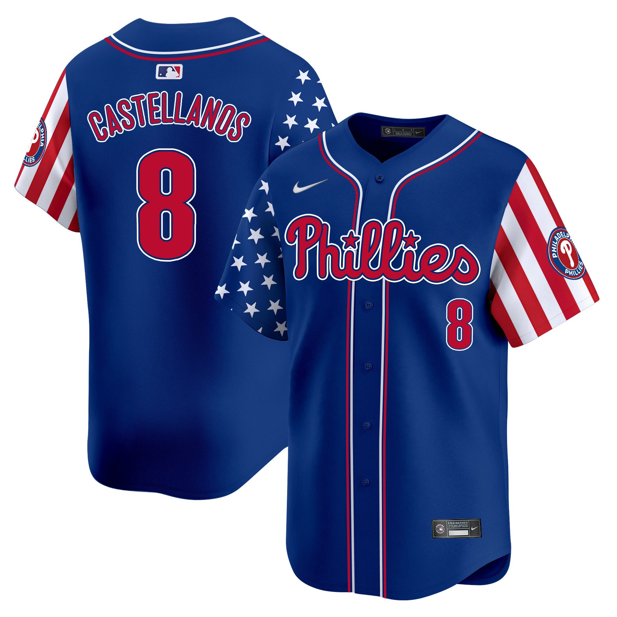 Men's Nick Castellanos Philadelphia Phillies 2024 Independence Day Vapor Premier Limited Royal Jersey - All Stitched