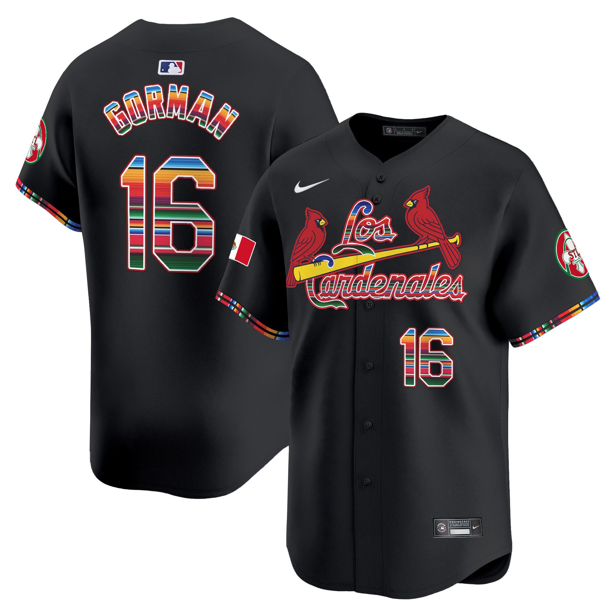 Men's Nolan Gorman St. Louis Cardinals Fiesta Cardenales Vapor Premier Limited Black Jersey - All Stitched