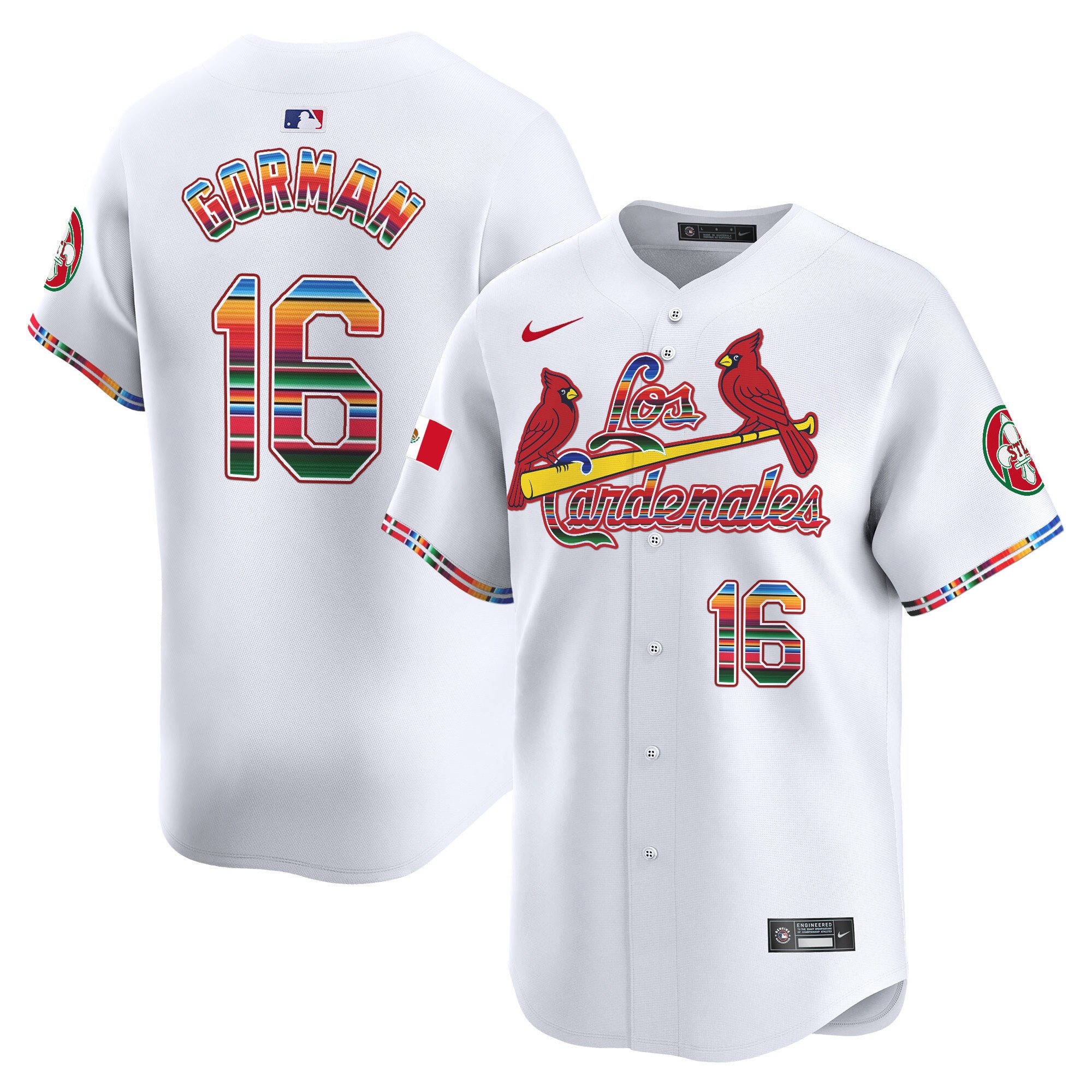 Men's Nolan Gorman St. Louis Cardinals Fiesta Cardenales Vapor Premier Limited White Jersey - All Stitched
