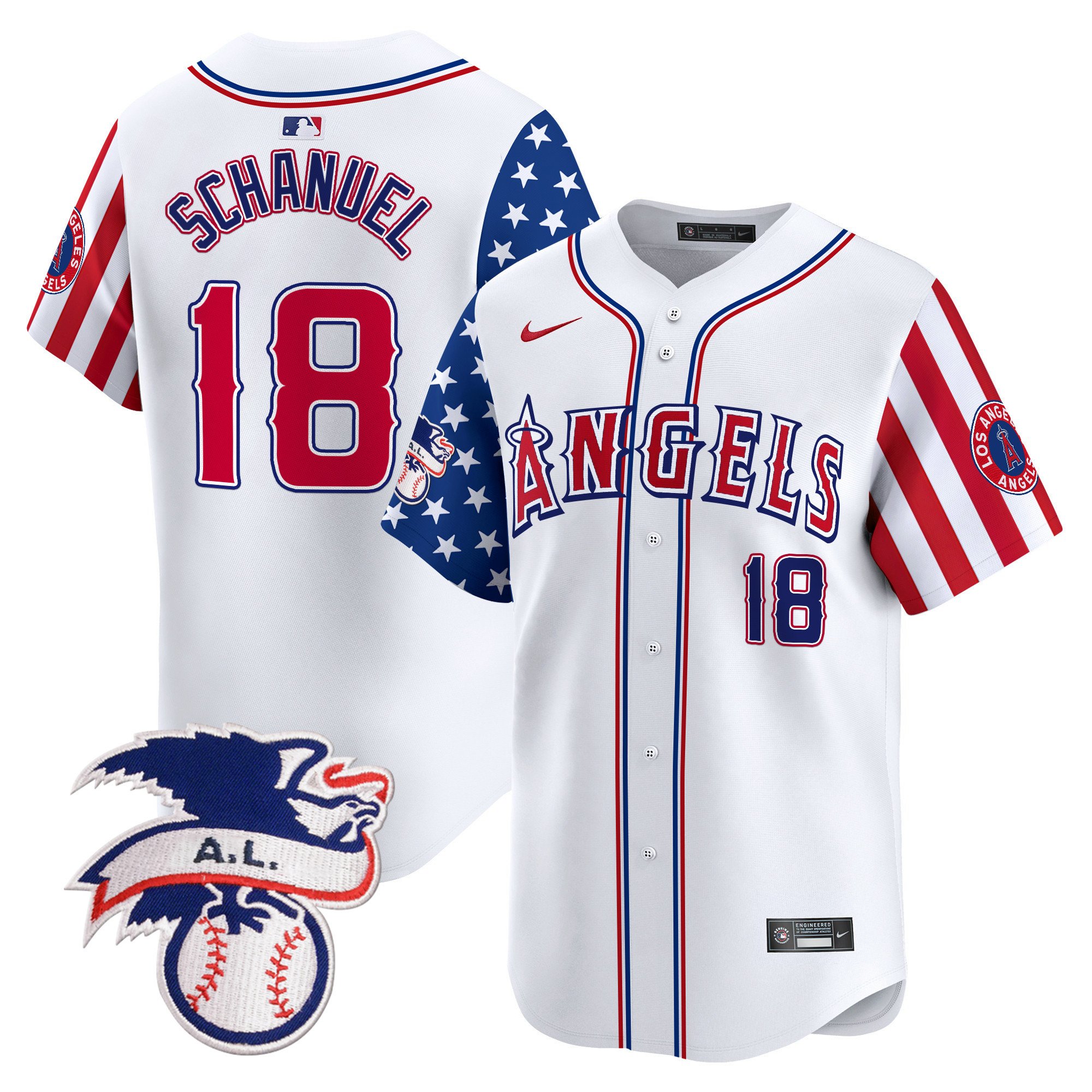 Men's Nolan Schanuel Los Angeles Angels 2024 Fourth of July Vapor Premier Limited White Jersey - All Stitched