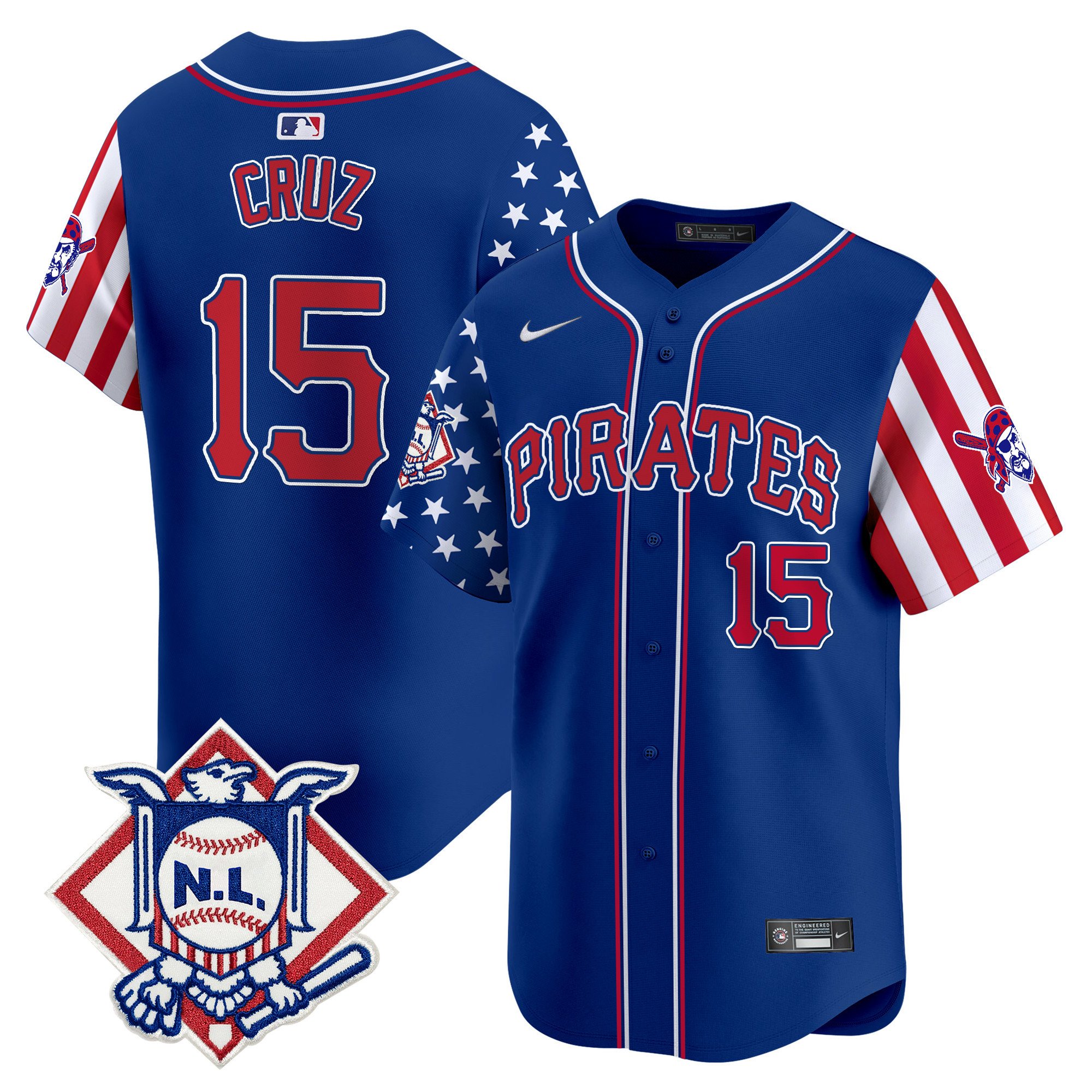 Men's Oneil Cruz Pittsburgh Pirates 2024 Fourth of July Vapor Premier Limited Royal Jersey - All Stitched