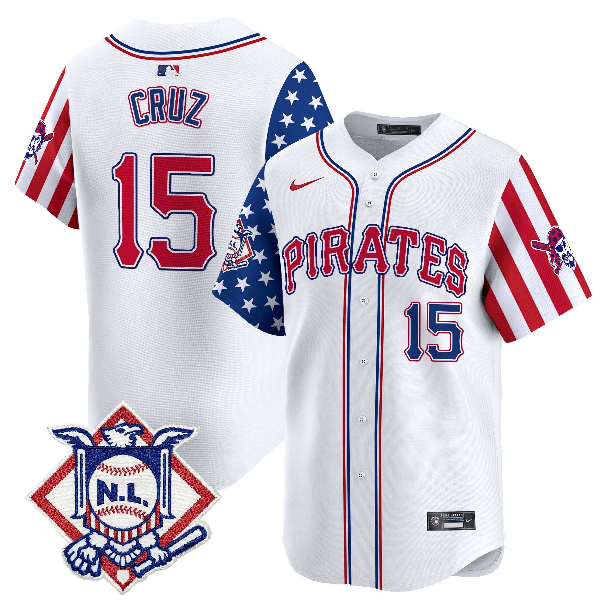 Men's Oneil Cruz Pittsburgh Pirates 2024 Fourth of July Vapor Premier Limited White Jersey - All Stitched