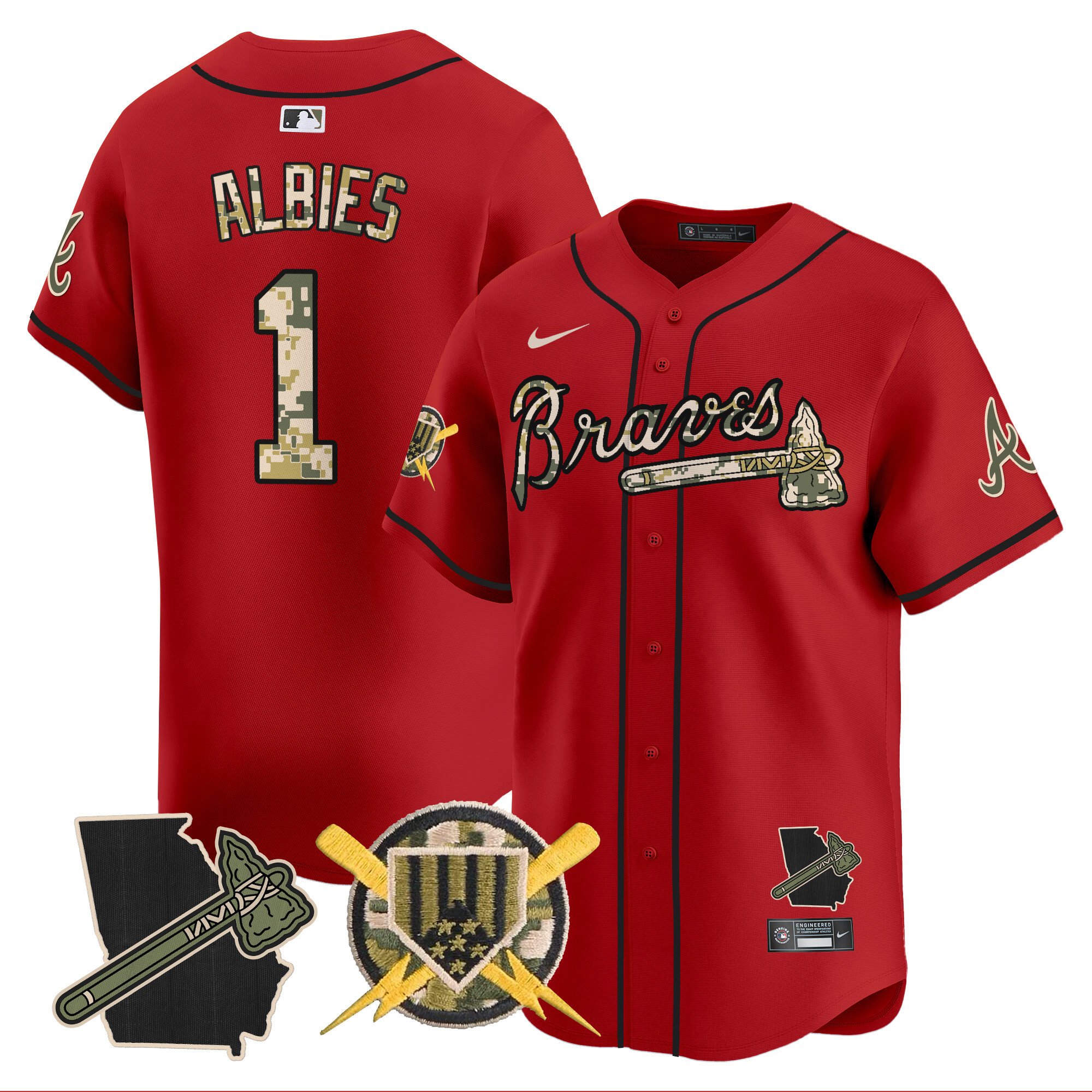 Men's Ozzie Albies Atlanta Braves Armed Forces Day Vapor Premier Limited Red Jersey - All Stitched