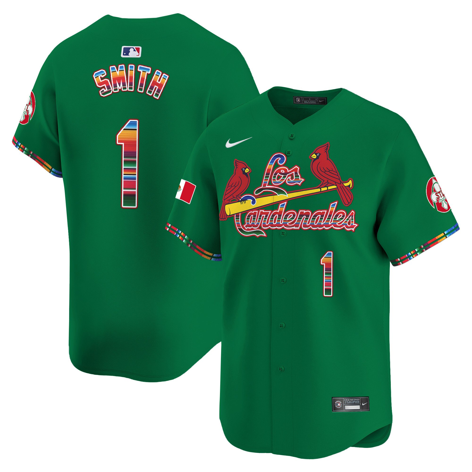 Men's Ozzie Smith St. Louis Cardinals Fiesta Cardenales Vapor Premier Limited Green Jersey - All Stitched