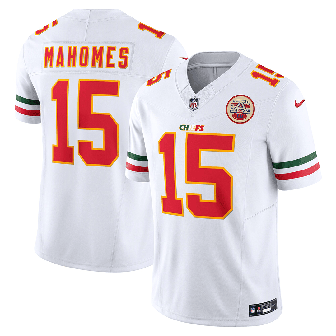 Men's Patrick Mahomes Kansas City Chiefs Mexico Edition Vapor Limited White Jersey - All Stitched