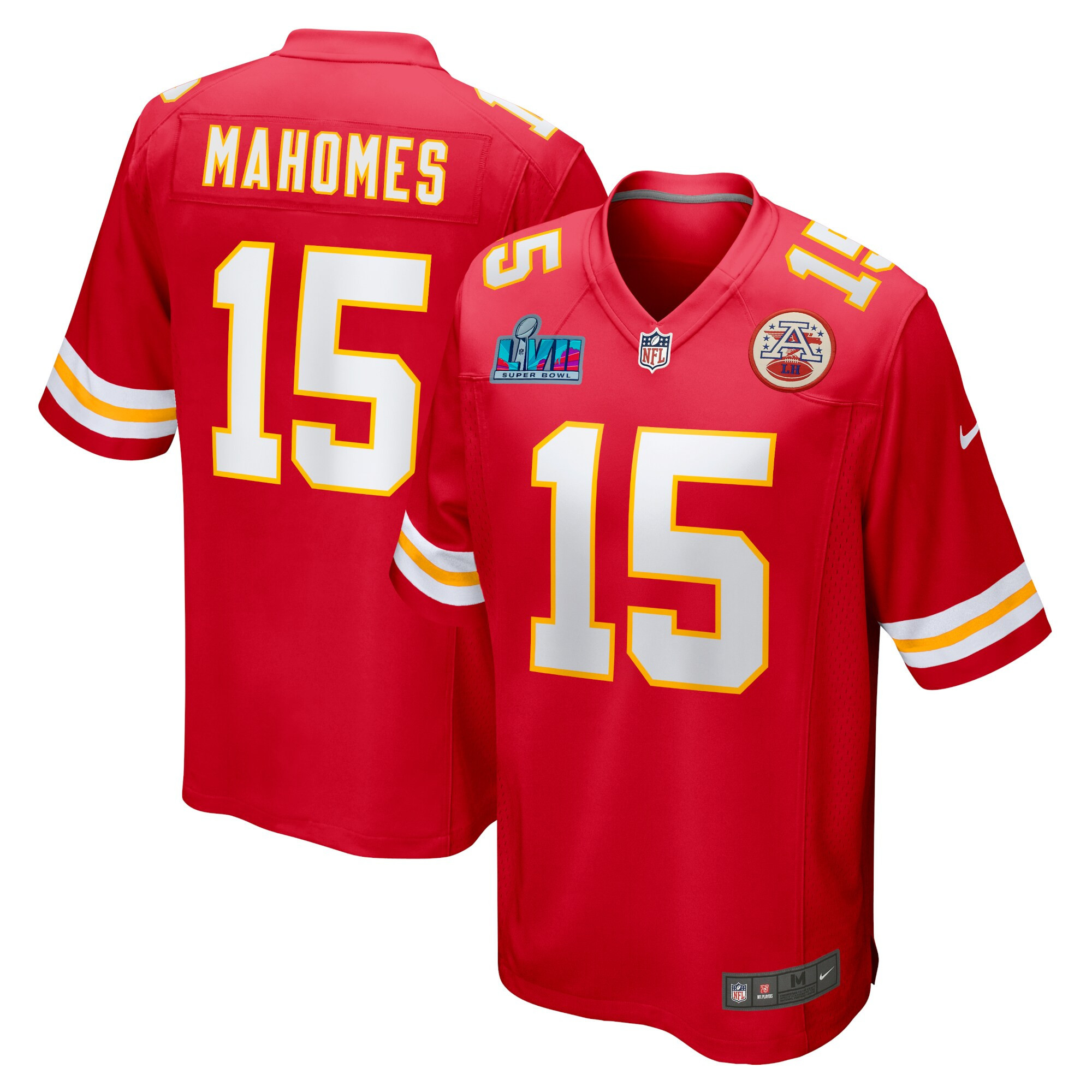 Men's Patrick Mahomes Kansas City Chiefs Super Bowl LVII Patch Game Jersey Red - All Stitched