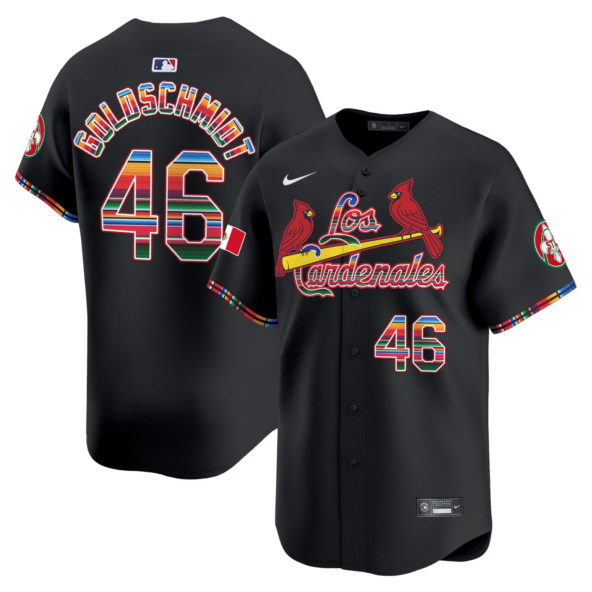 Men's Paul Goldschmidt St. Louis Cardinals Fiesta Cardenales Vapor Premier Limited Black Jersey - All Stitched