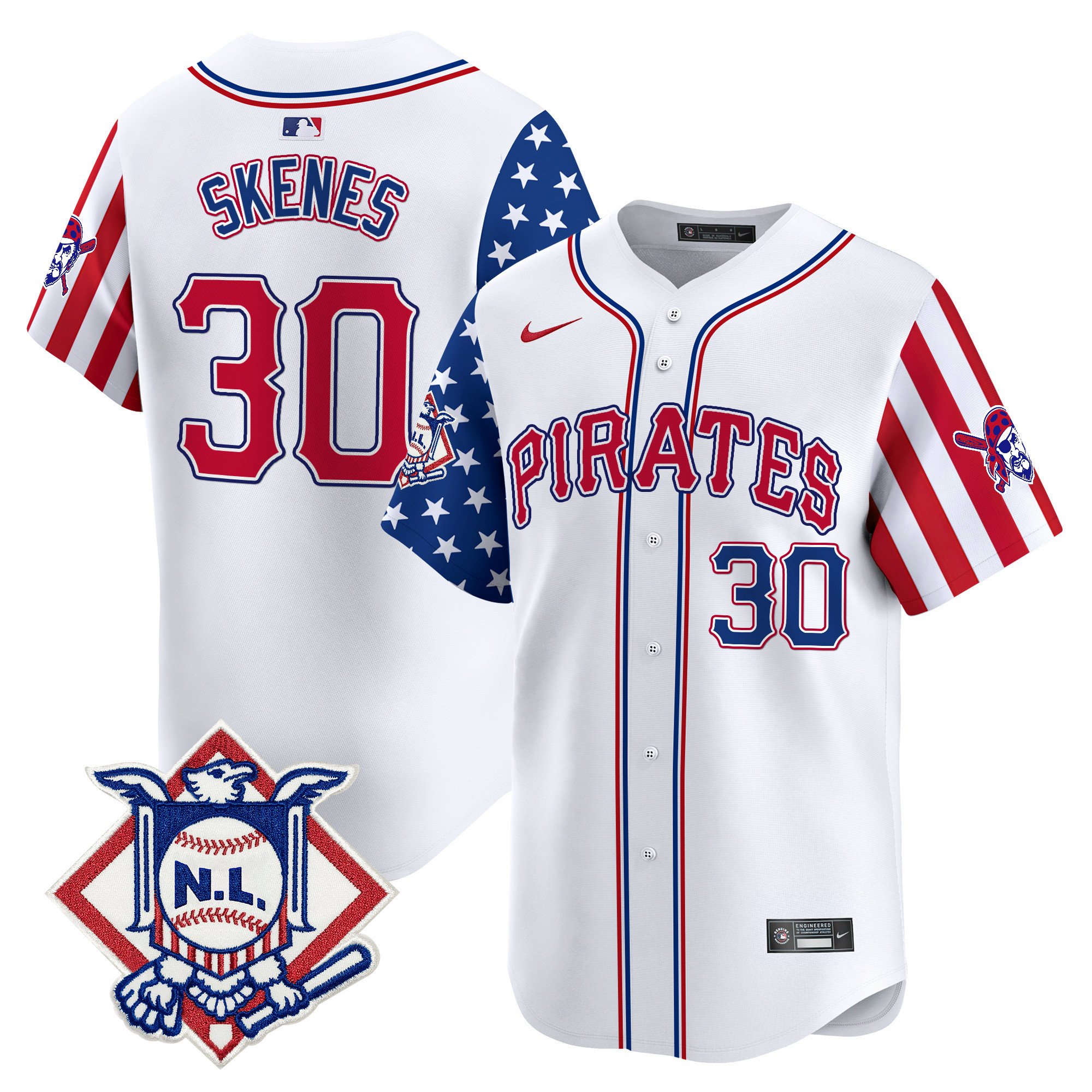 Men's Paul Skenes Pittsburgh Pirates 2024 Fourth of July Vapor Premier Limited White Jersey - All Stitched