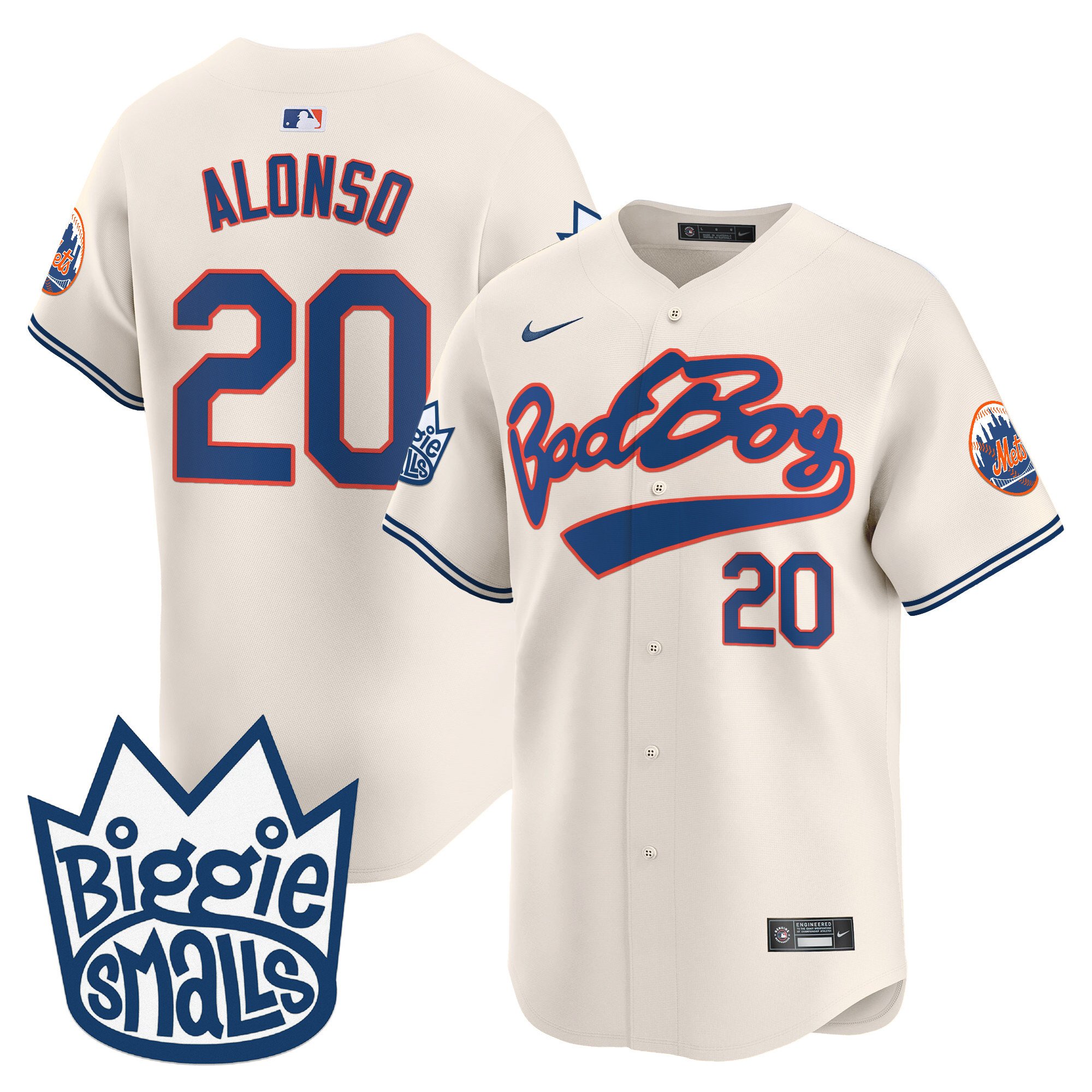 Men's Pete Alonso New York Mets Biggie Smalls Vapor Premier Limited Cream Jersey - All Stitched