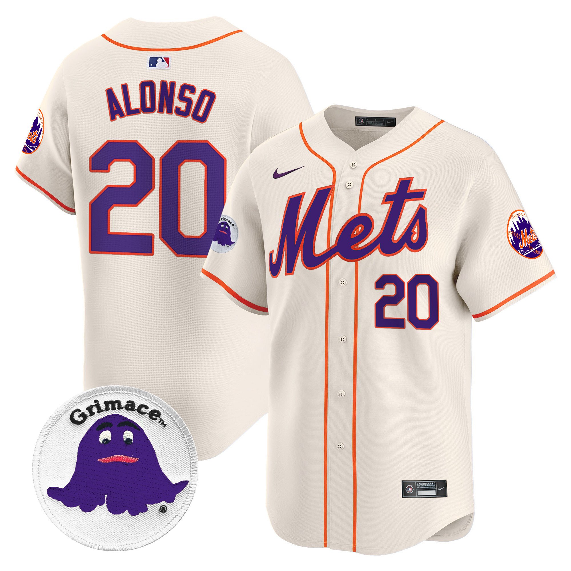 Men's Pete Alonso New York Mets Grimace Vapor Premier Limited Cream Jersey - All Stitched