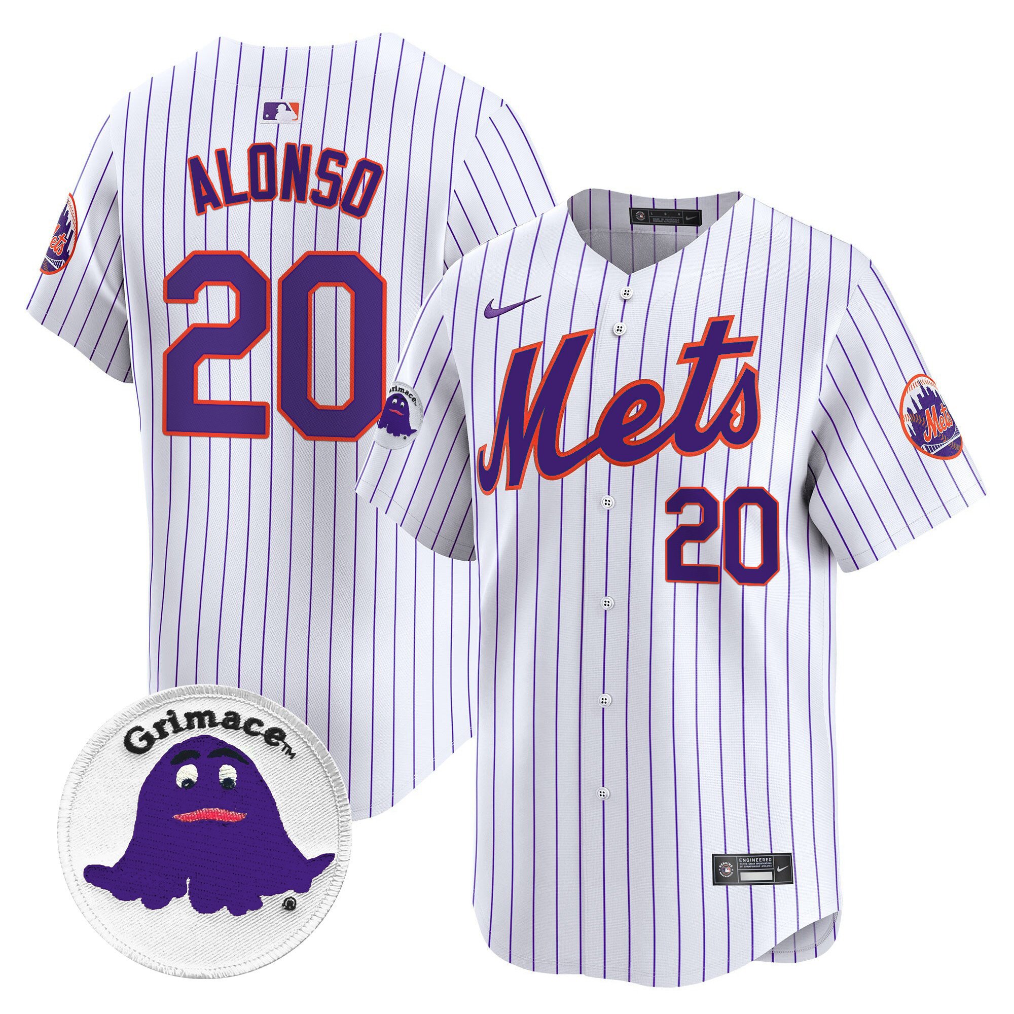 Men's Pete Alonso New York Mets Grimace Vapor Premier Limited Pinstripe Jersey - All Stitched