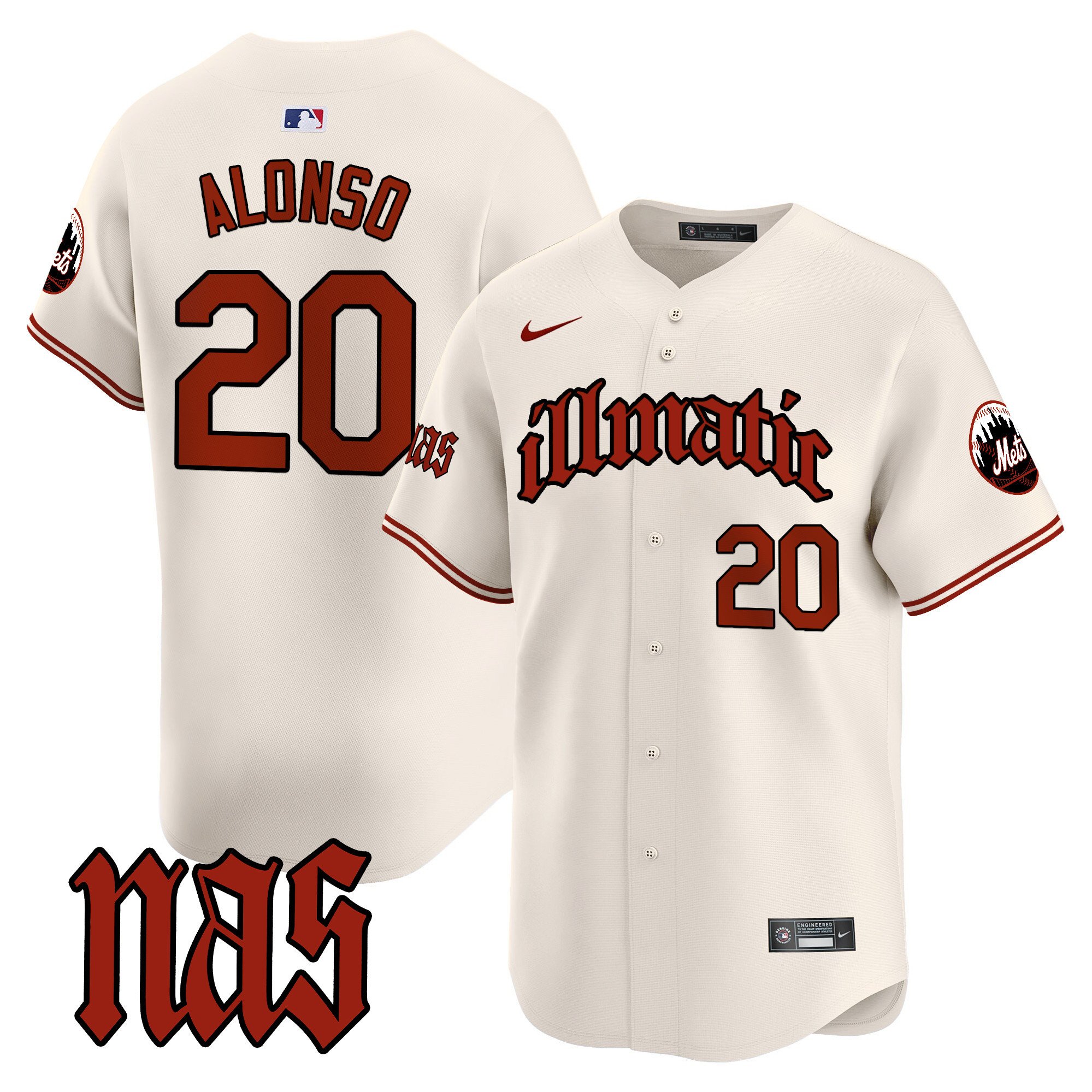 Men's Pete Alonso New York Mets Nas Illmatic Vapor Premier Limited Cream Jersey - All Stitched