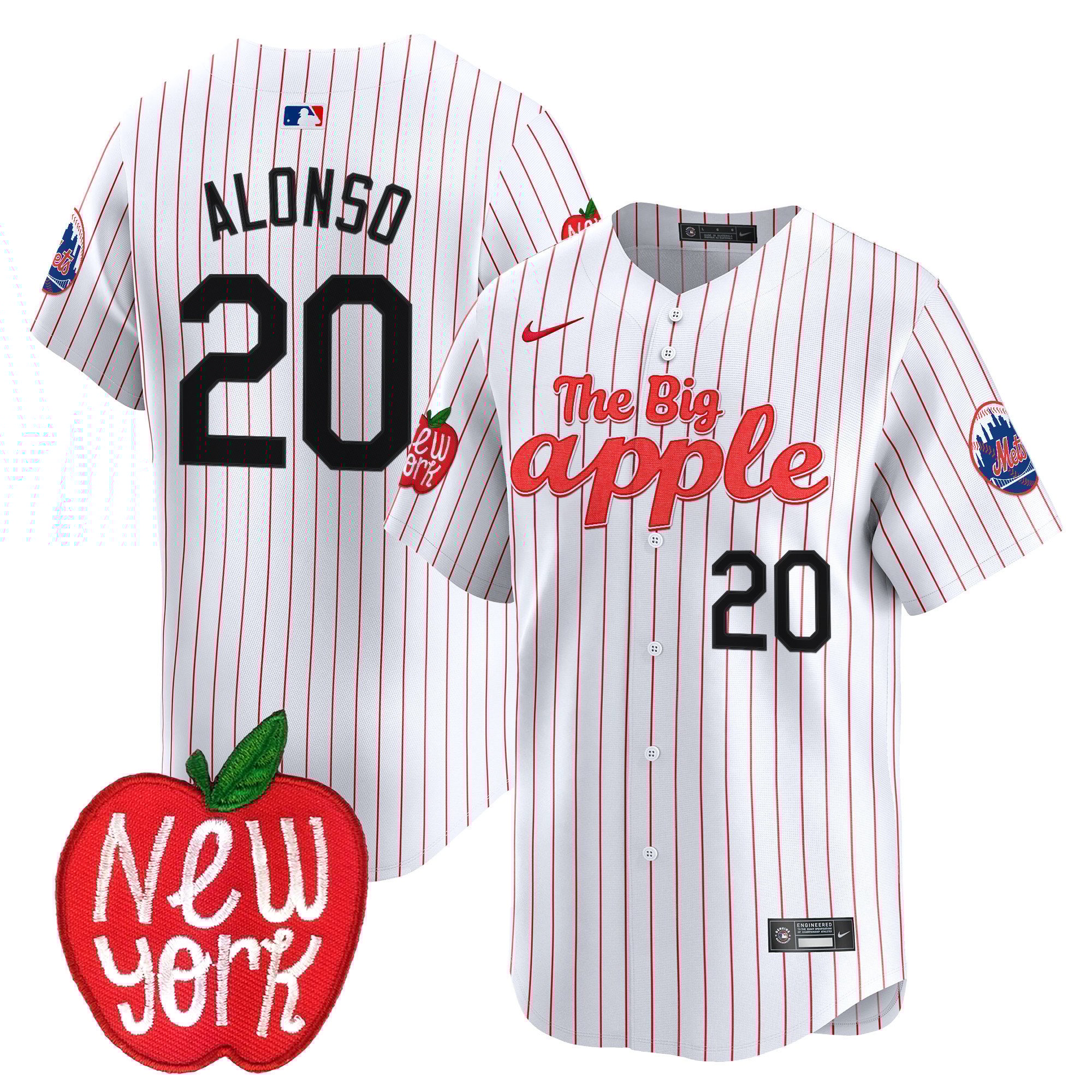 Men's Pete Alonso New York Mets The Big Apple Vapor Premier Limited Pinstripe Jersey - All Stitched