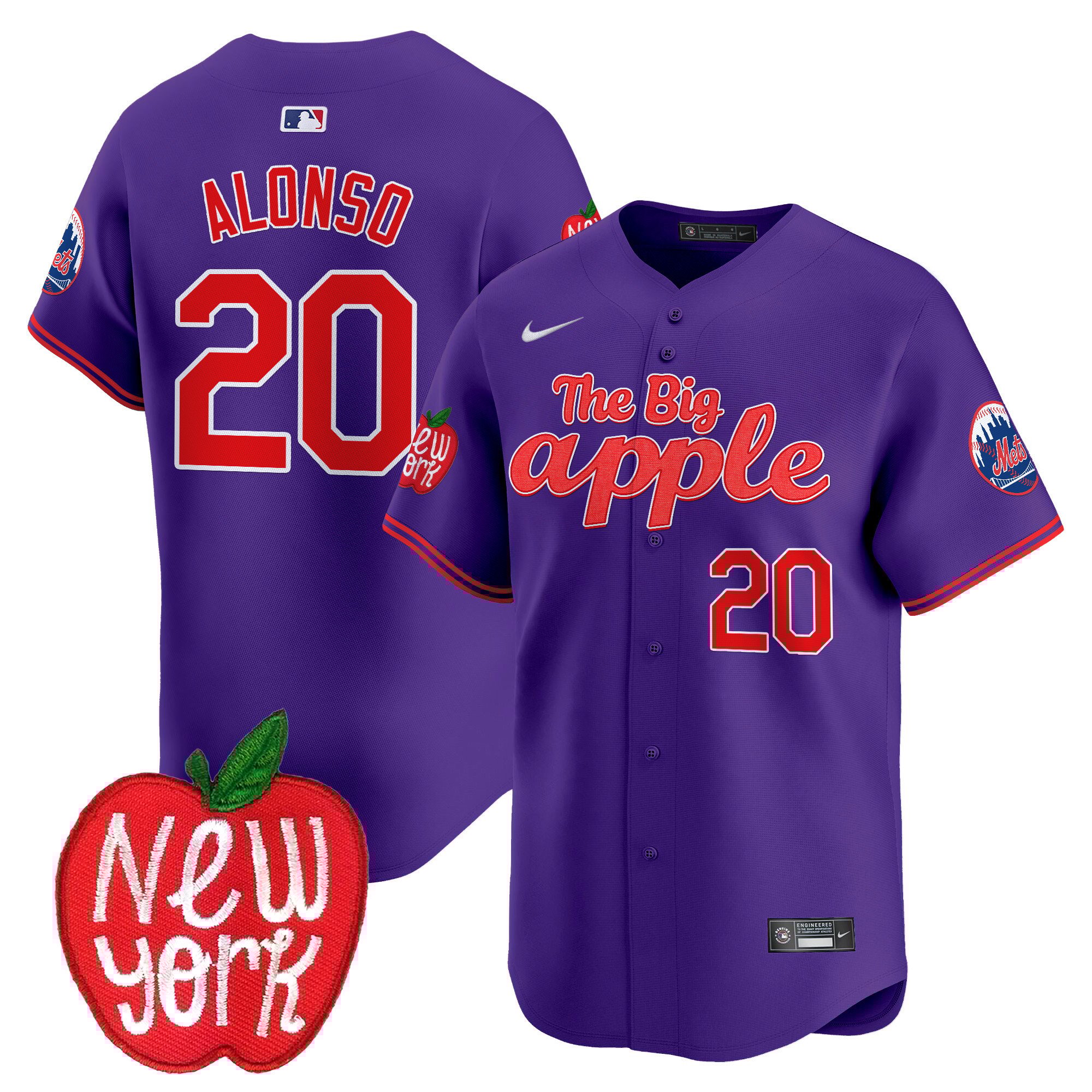 Men's Pete Alonso New York Mets The Big Apple Vapor Premier Limited Purple Jersey - All Stitched