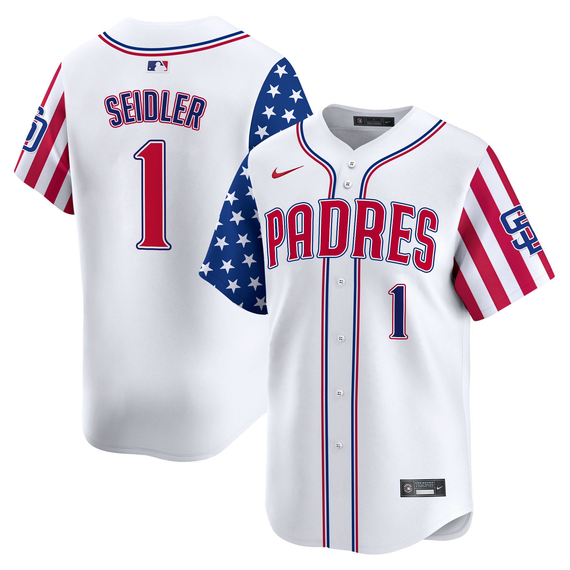 Men's Peter Seidler San Diego Padres 2024 Independence Day Vapor Premier Limited White Jersey - All Stitched