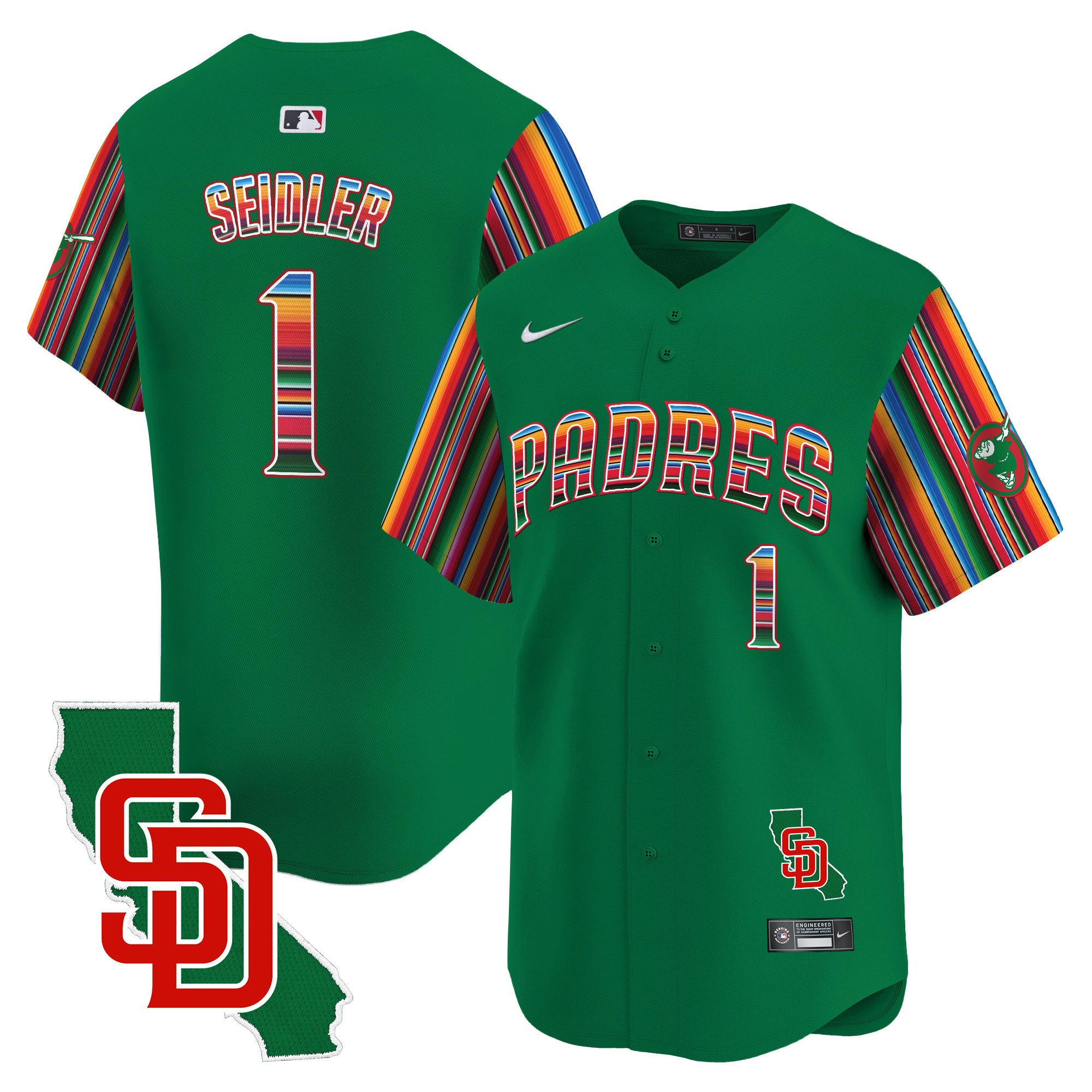 Men's Peter Seidler San Diego Padres Mexico California Patch Vapor Premier Limited Green Jersey V6 Ã± All Stitched
