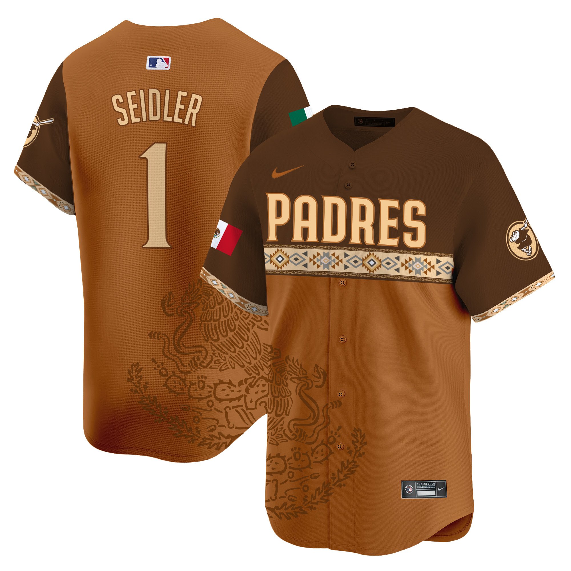Men's Peter Seidler San Diego Padres Mexico Vapor Premier Limited Brown Jersey - Printed