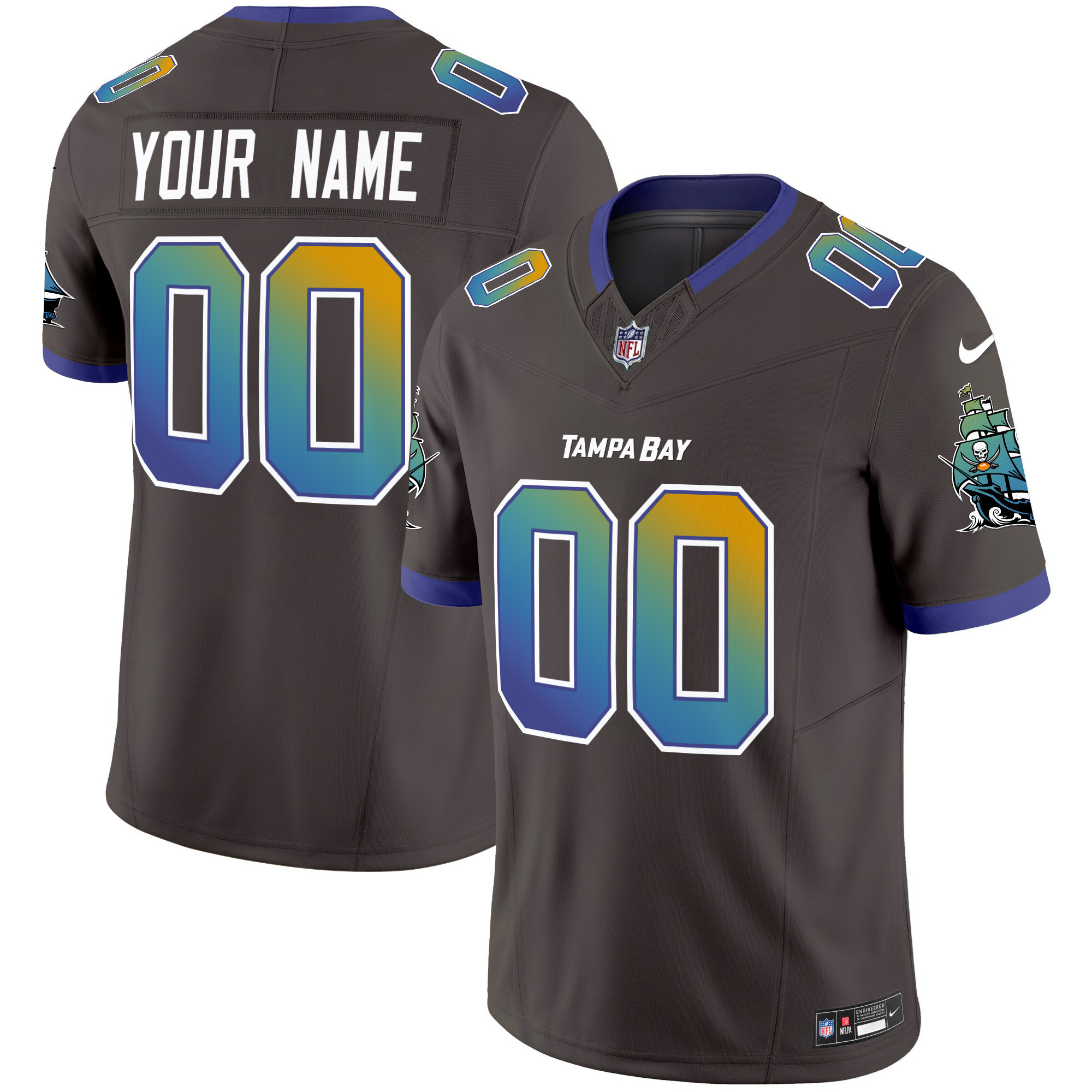 Men's Pewter Tampa Bay Buccaneers "Tampa City" Vapor Limited Custom Jersey - All Stitched