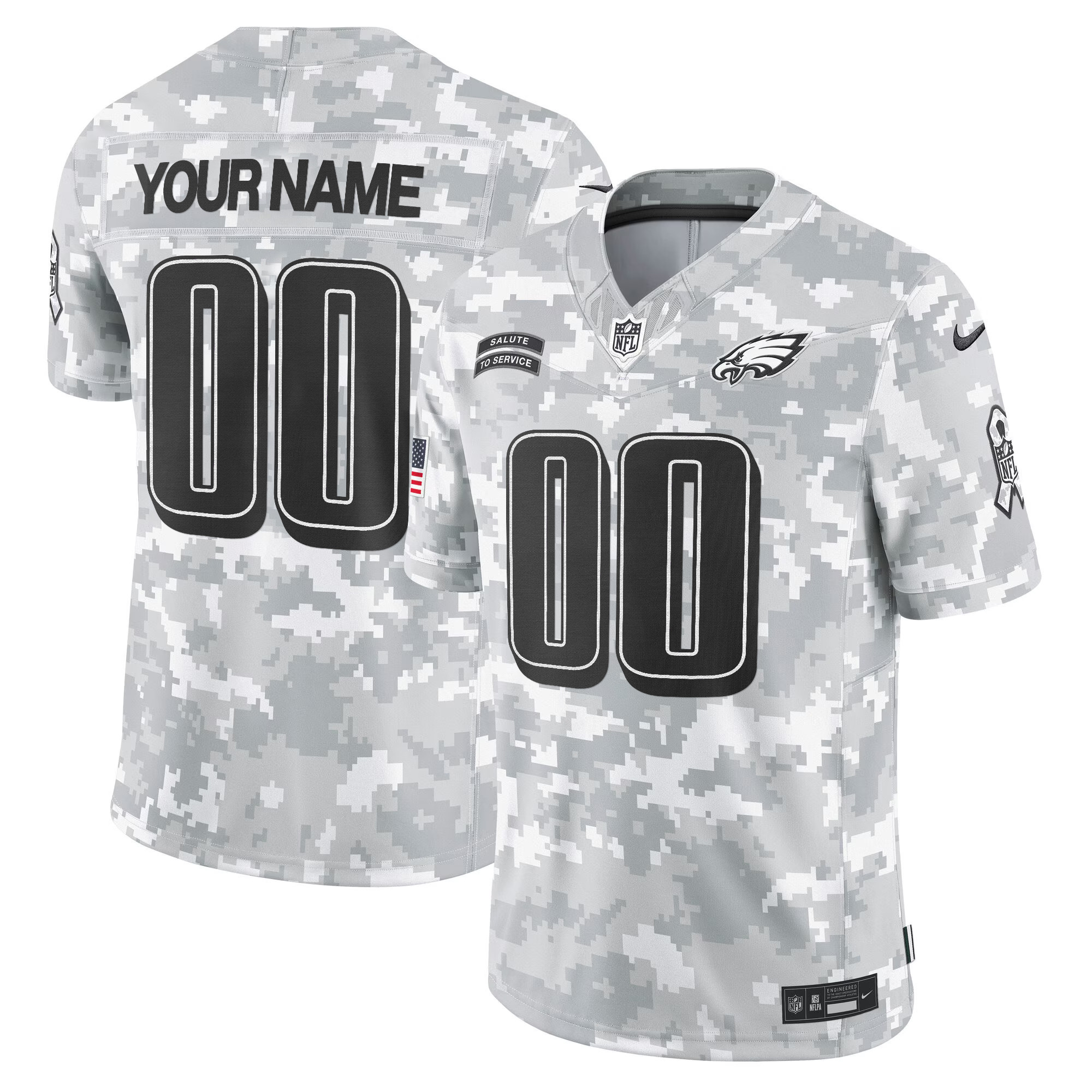 Men's Philadelphia Eagles 2024 Salute to Service Vapor Limited Custom Arctic Camo Jersey - All Stitched