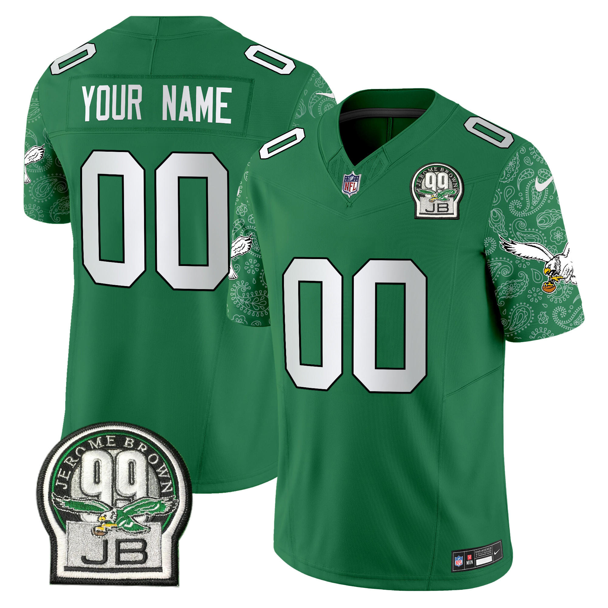 Men's Philadelphia Eagles Kelly Green Vapor Limited Custom Kelly Green Jersey V4 - All Stitched