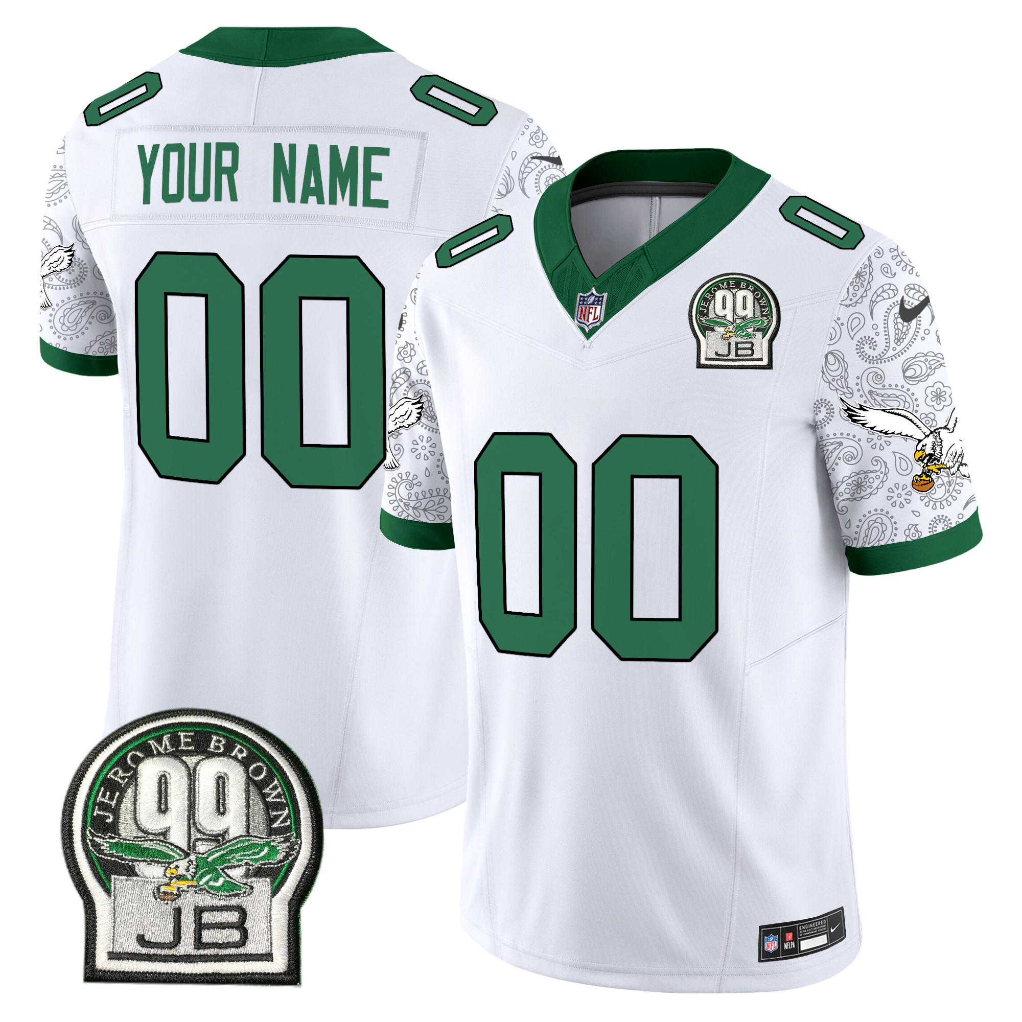 Men's Philadelphia Eagles Kelly Green Vapor Limited Custom Kelly White Jersey V4 - All Stitched
