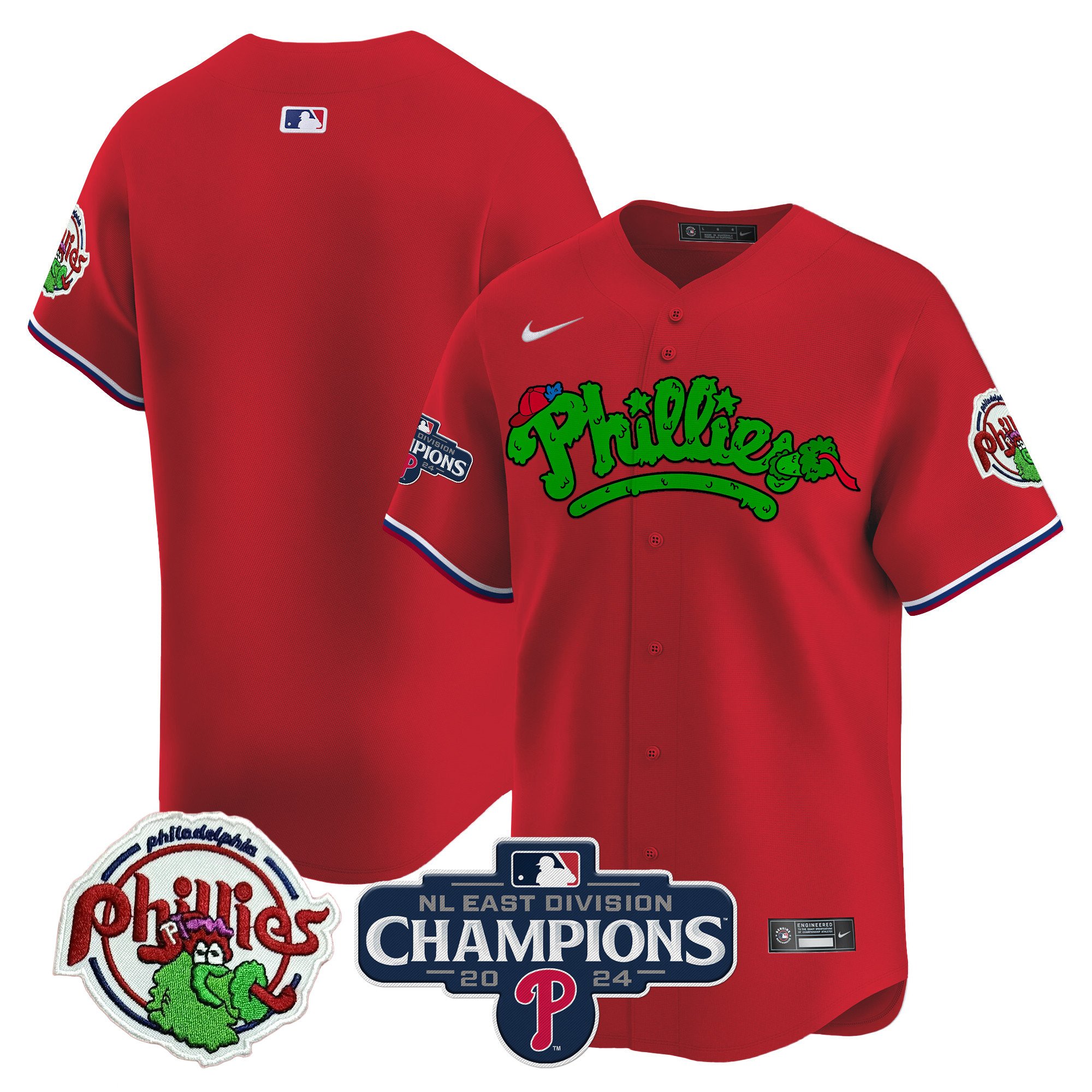 Men's Philadelphia Phillies Phanatic 2024 NL East Division Champions Vapor Premier Limited Red Jersey - All Stitched