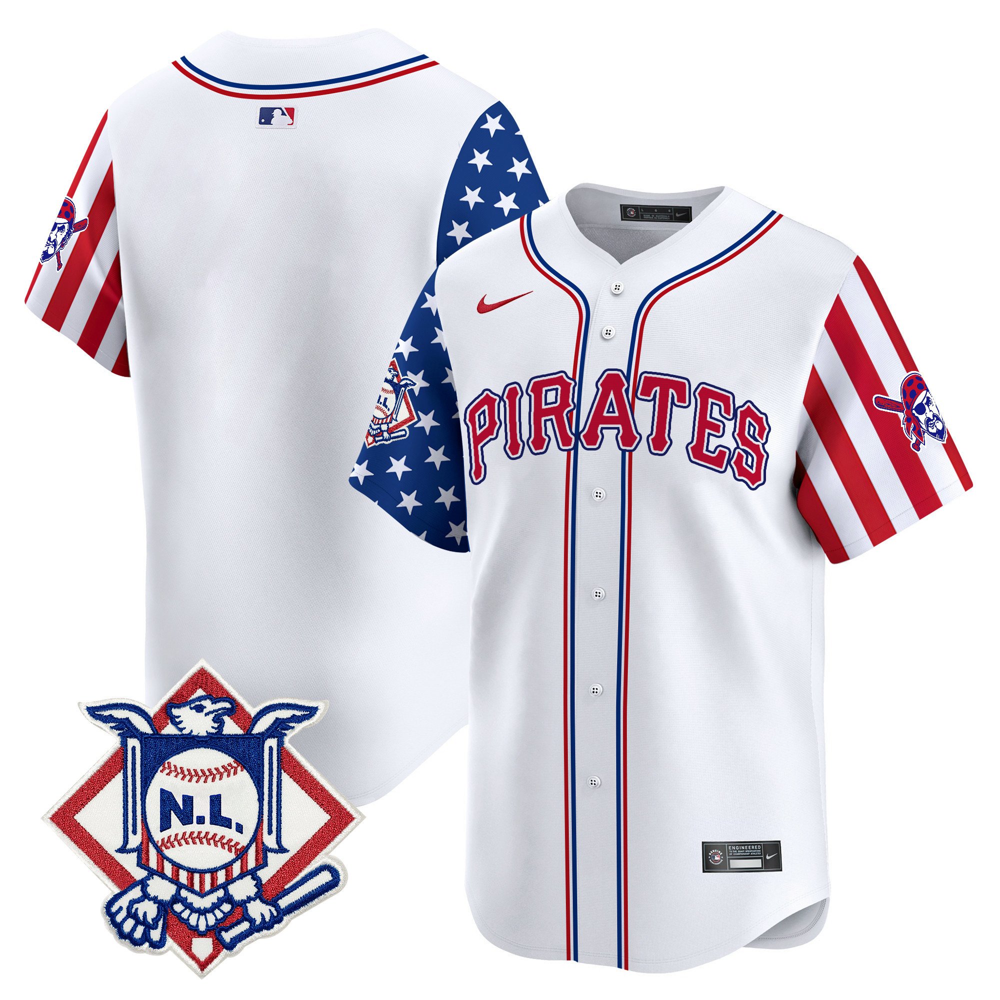 Men's Pittsburgh Pirates 2024 Fourth of July Vapor Premier Limited White Jersey - All Stitched