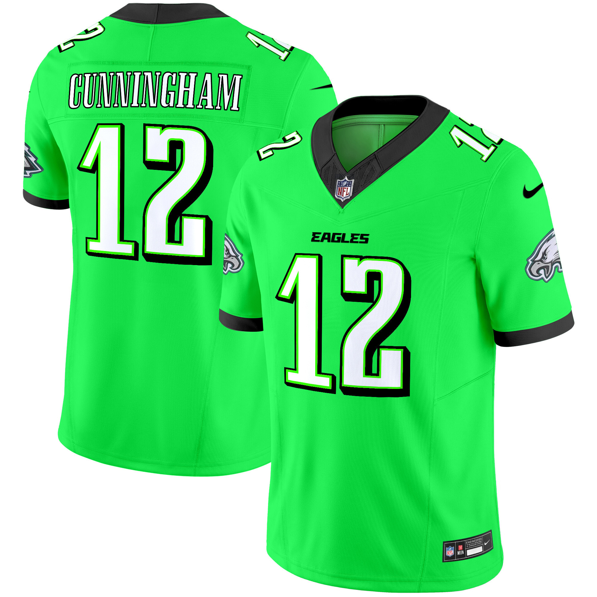 Men's Randall Cunningham Philadelphia Eagles 2024 Practice Vapor Limited Green Neon Jersey - All Stitched