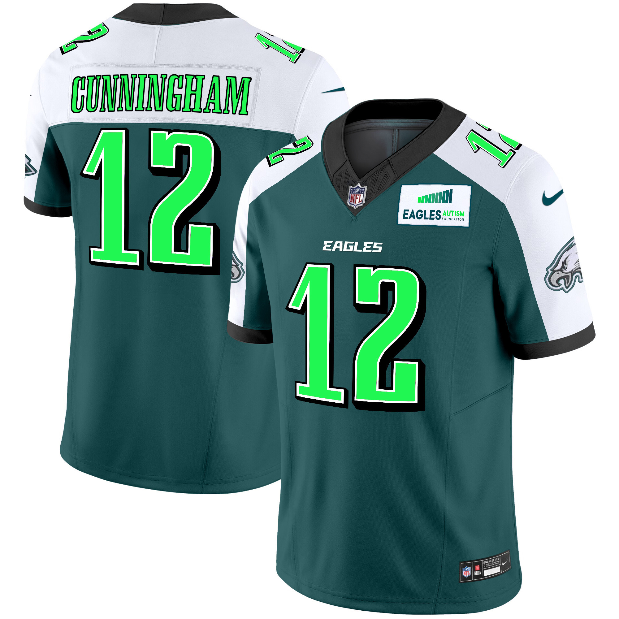 Men's Randall Cunningham Philadelphia Eagles Autism Foundation Patch Vapor Limited Alternate Jersey - All Stitched