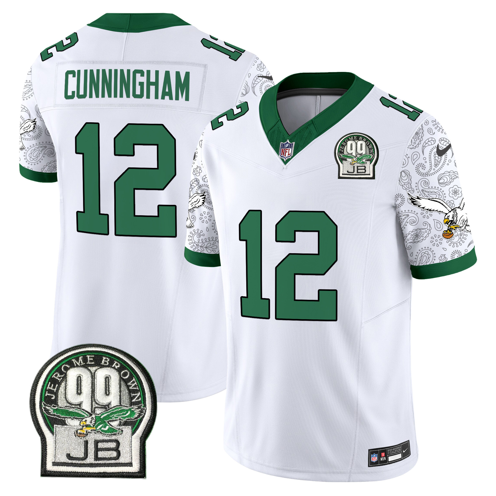 Men's Randall Cunningham Philadelphia Eagles Kelly Green Vapor Limited Kelly White Jersey V4 - All Stitched