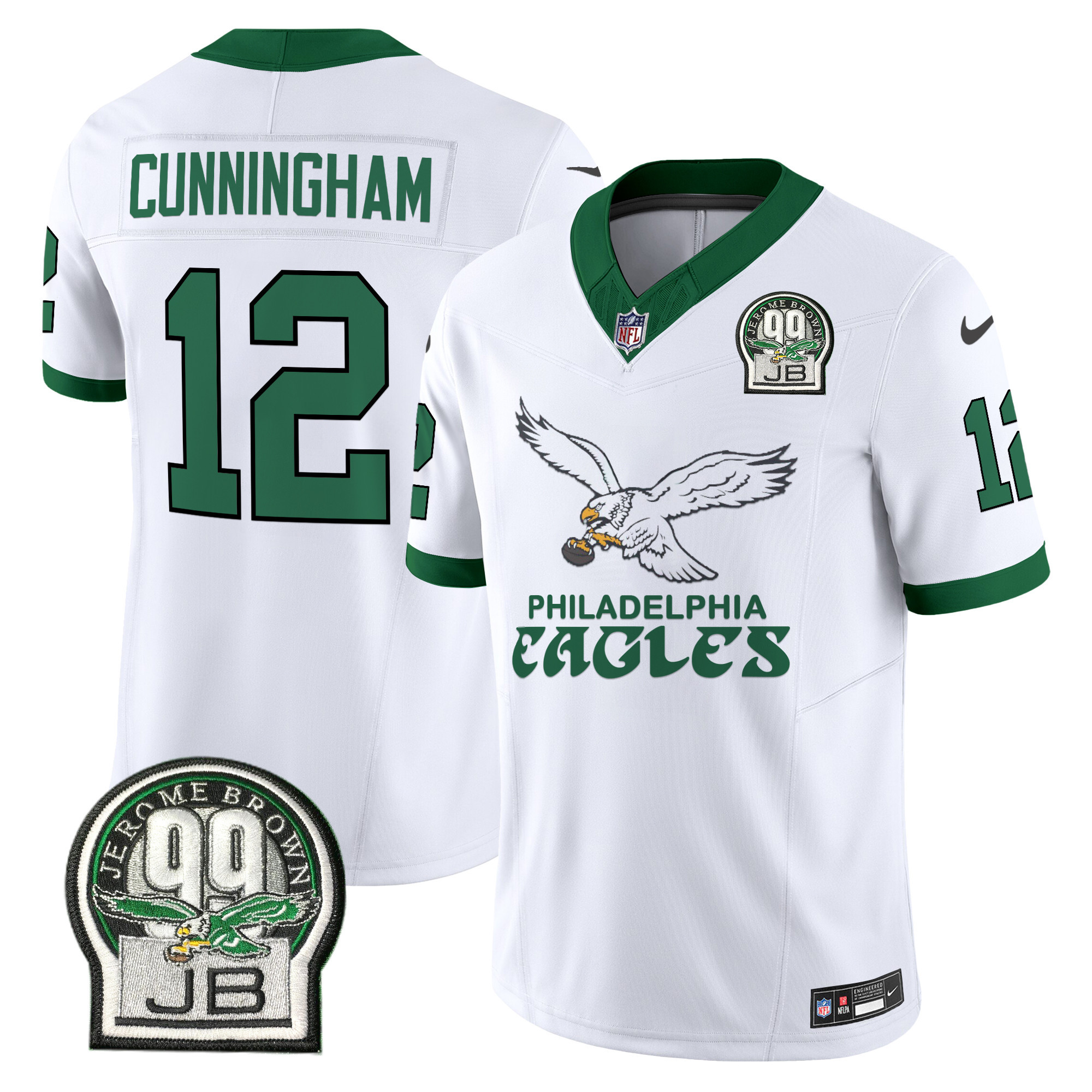 Men's Randall Cunningham Philadelphia Eagles Kelly Green Vapor Limited Kelly White Jersey V5 - All Stitched