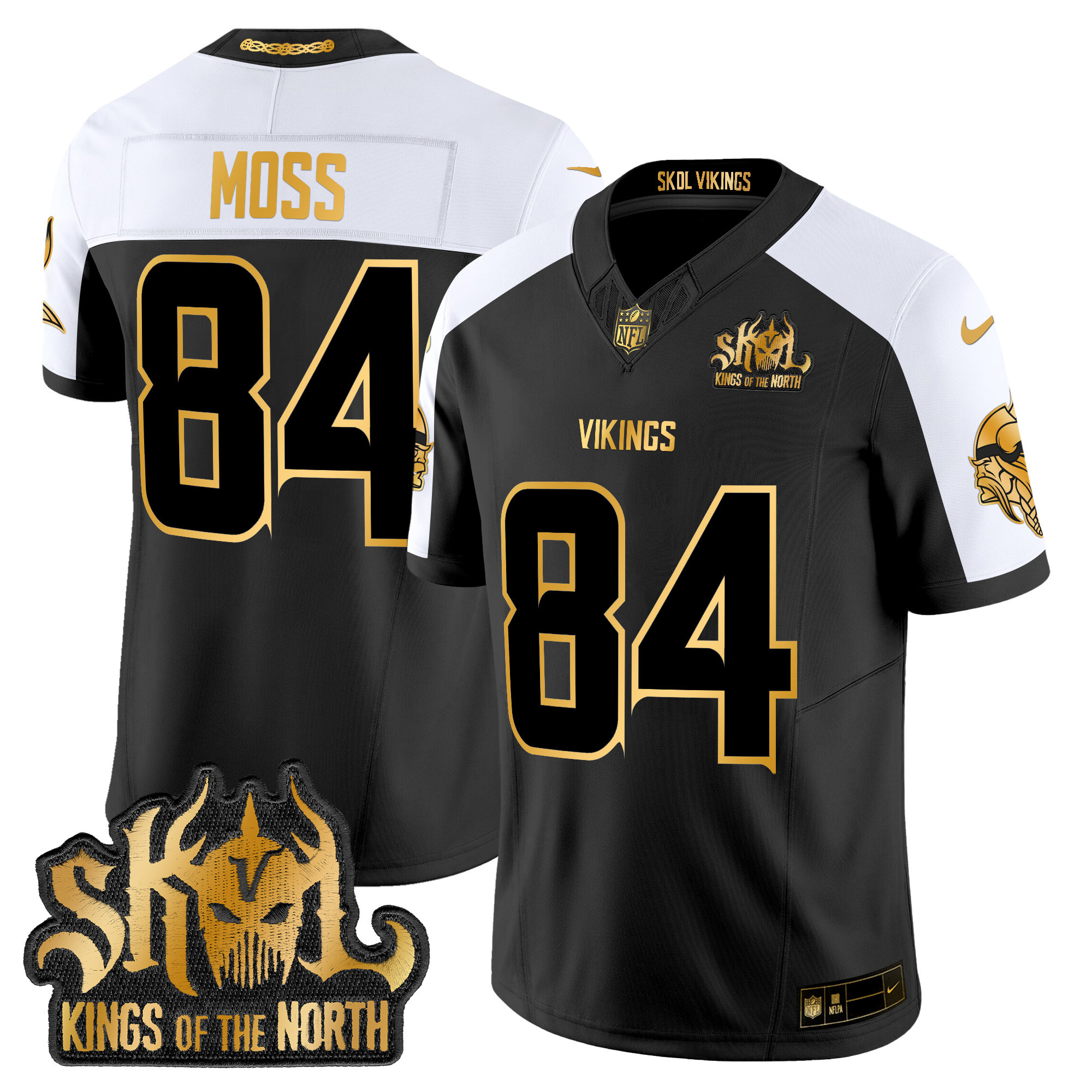 Men's Randy Moss Minnesota Vikings 2024 Winter Warrior Skol Patch Gold Vapor Limited Alternate Jersey - All Stitched