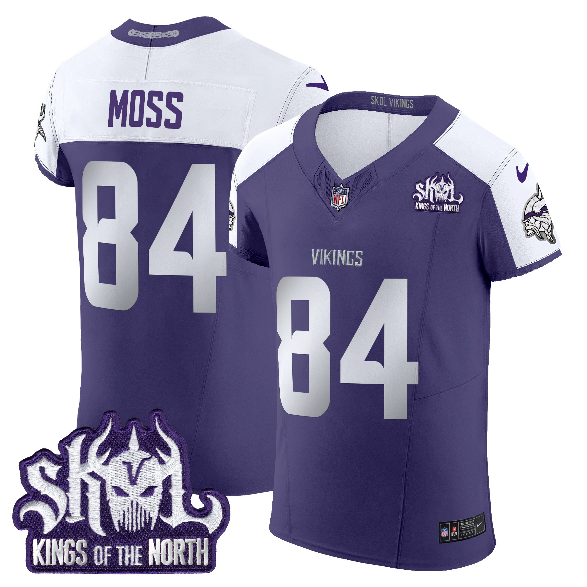 Men's Randy Moss Minnesota Vikings 2024 Winter Warrior Skol Patch Vapor Elite Purple Alternate Jersey - All Stitched