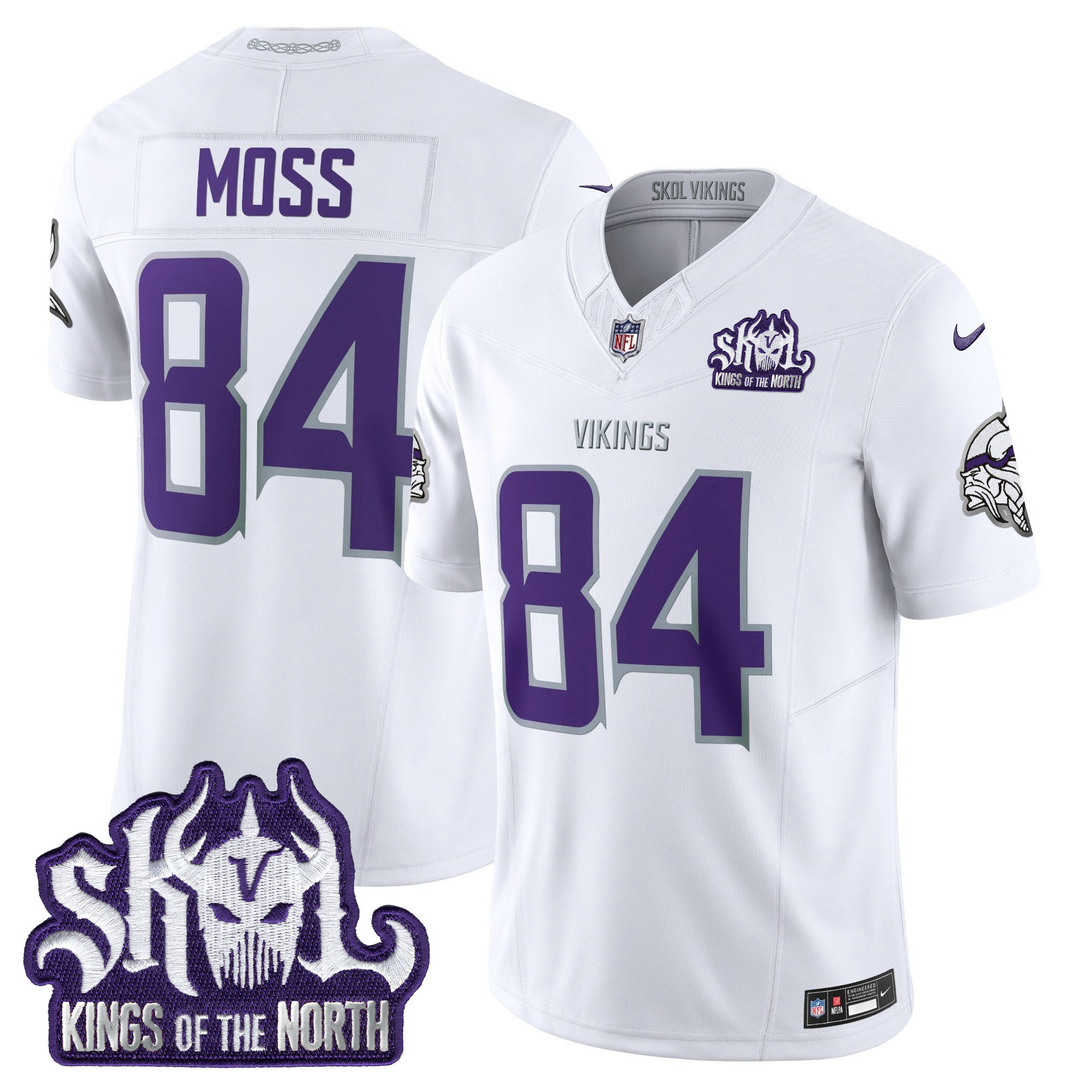 Men's Randy Moss Minnesota Vikings 2024 Winter Warrior Skol Patch Vapor Limited White Limited Jersey - All Stitched
