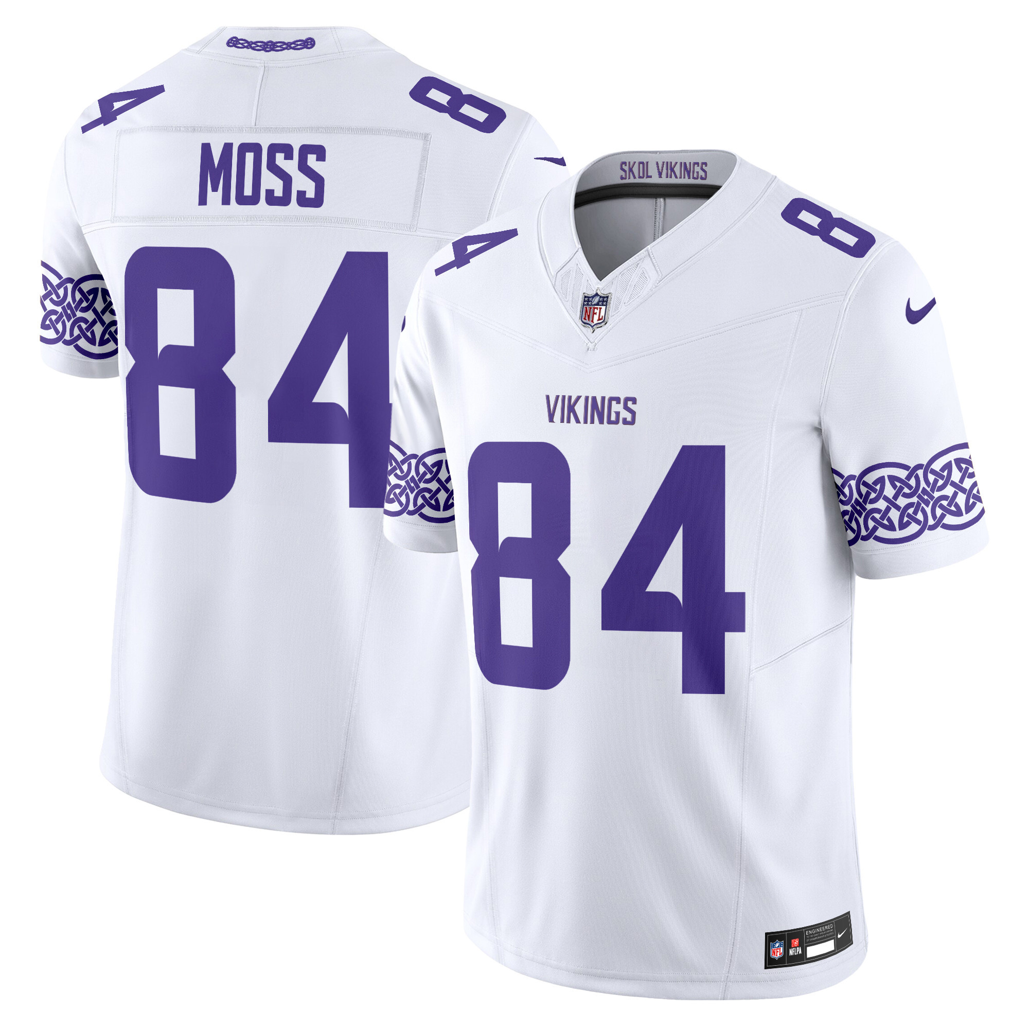 Men's Randy Moss Minnesota Vikings Nordic Pattern Vapor Limited White Jersey - All Stitched