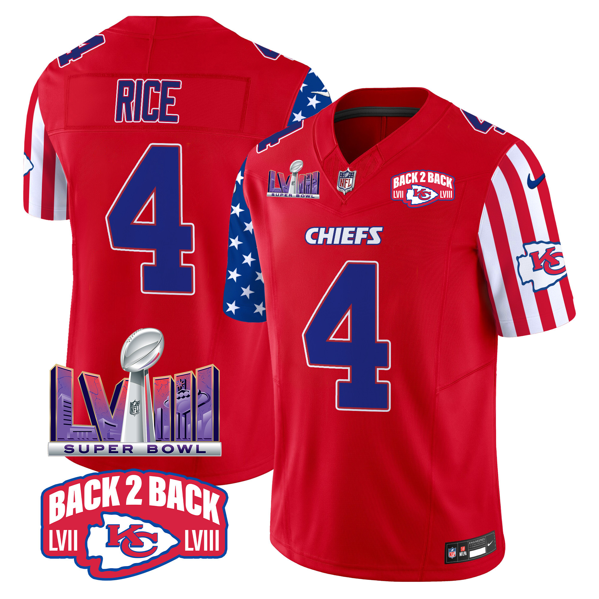 Men's Rashee Rice Kansas City Chiefs American Style Vapor Limited Red Jersey - All Stitched