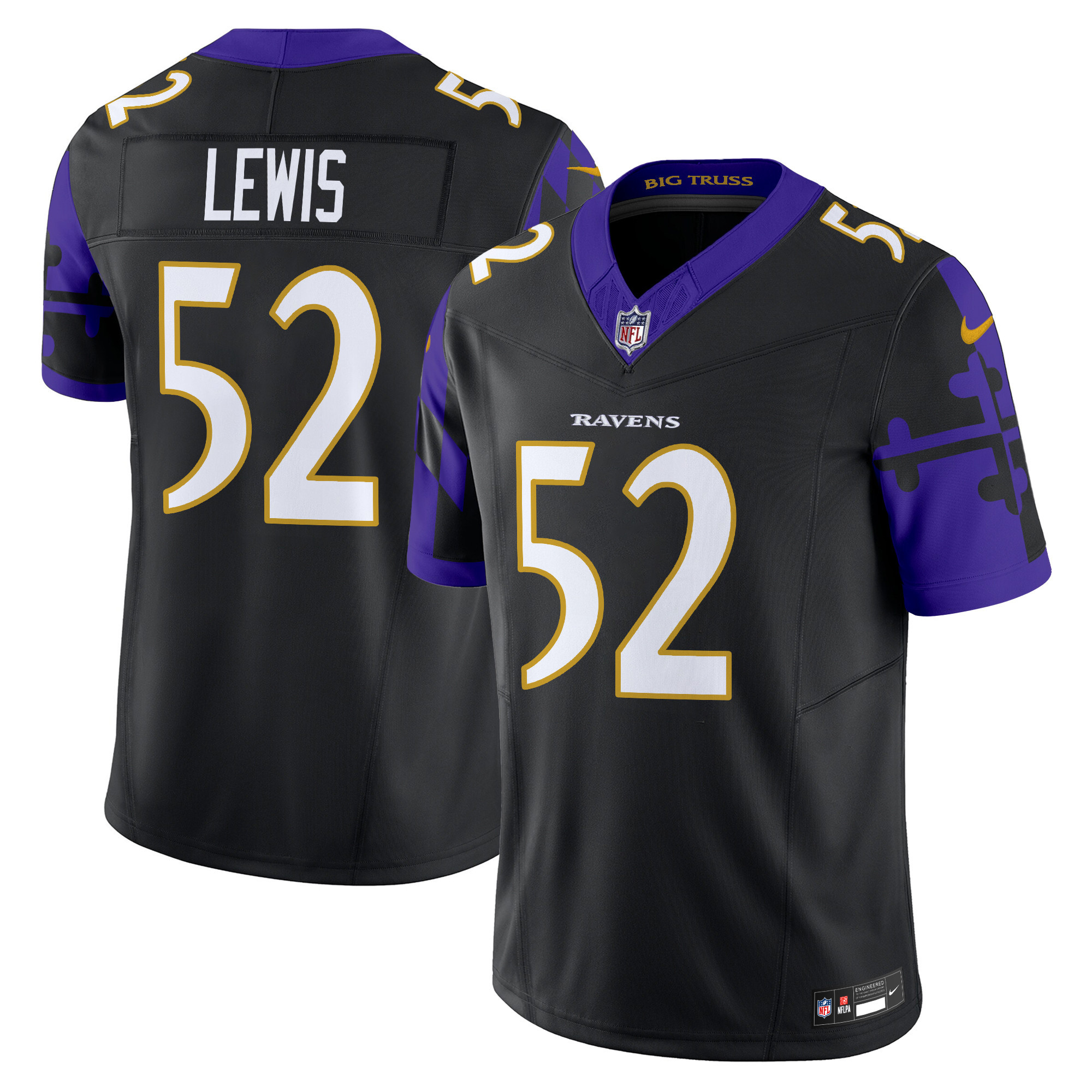 Men's Ray Lewis Baltimore Ravens Maryland Flag Vapor Limited Black Jersey - All Stitched