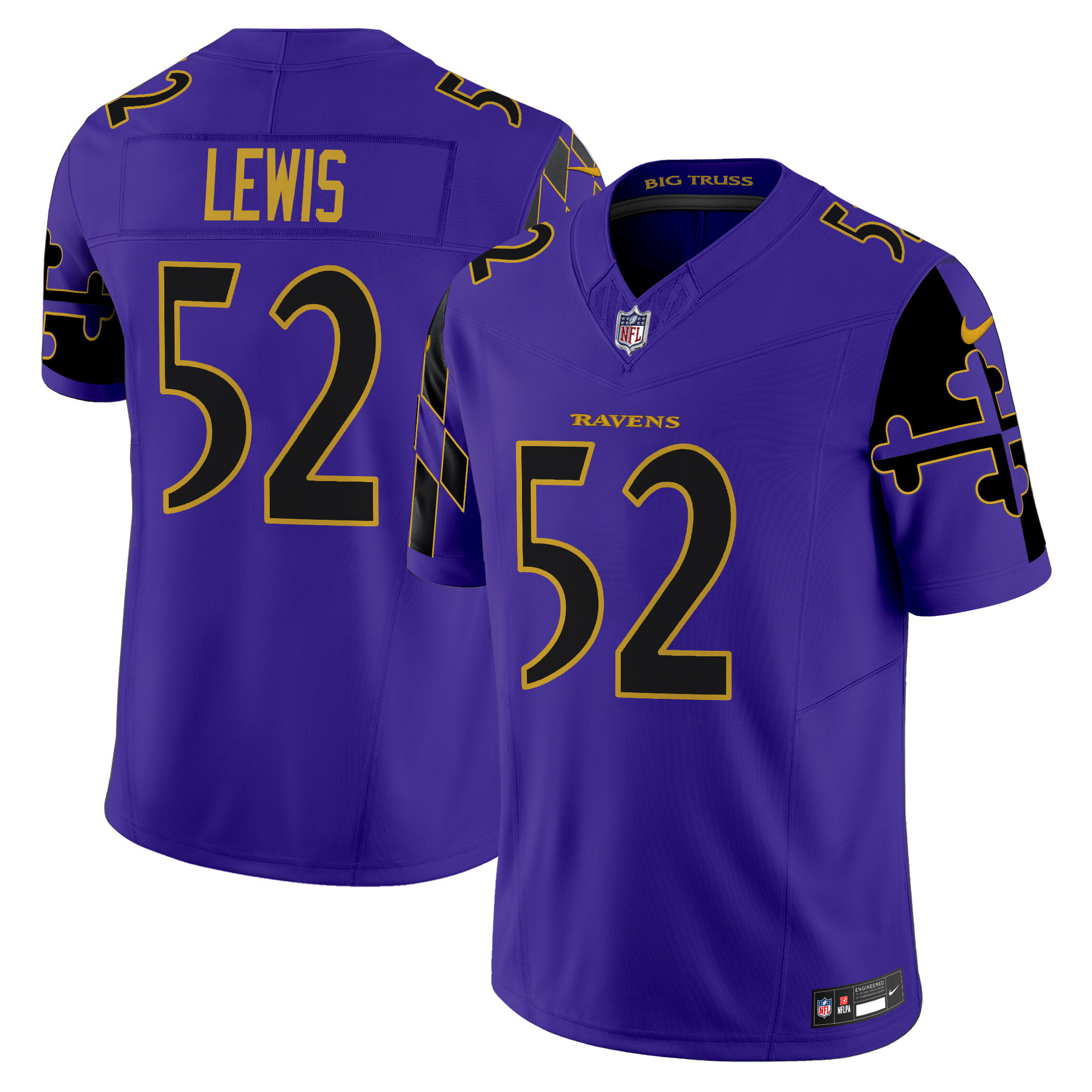 Men's Ray Lewis Baltimore Ravens Maryland Flag Vapor Limited Purple Limited Jersey - All Stitched