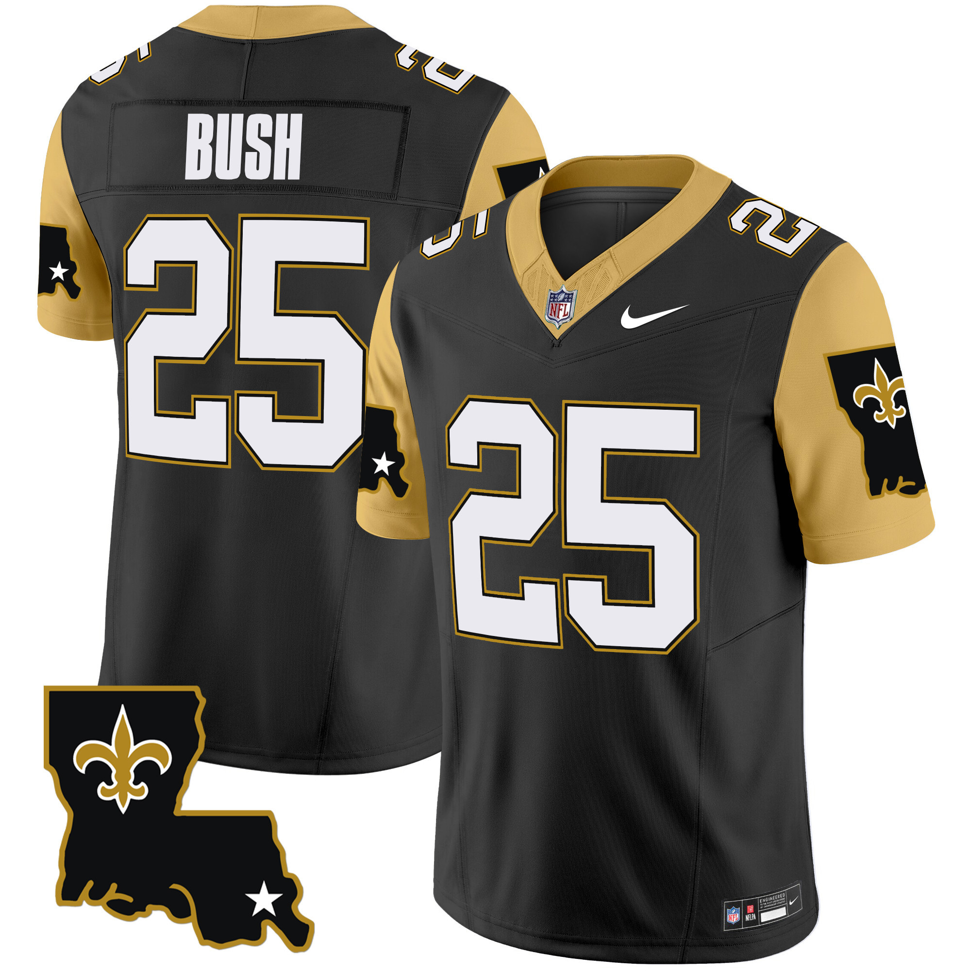 Men's Reggie Bush New Orleans Saints 1987 Legacy Vapor Limited Black Jersey V2 - All Stitched
