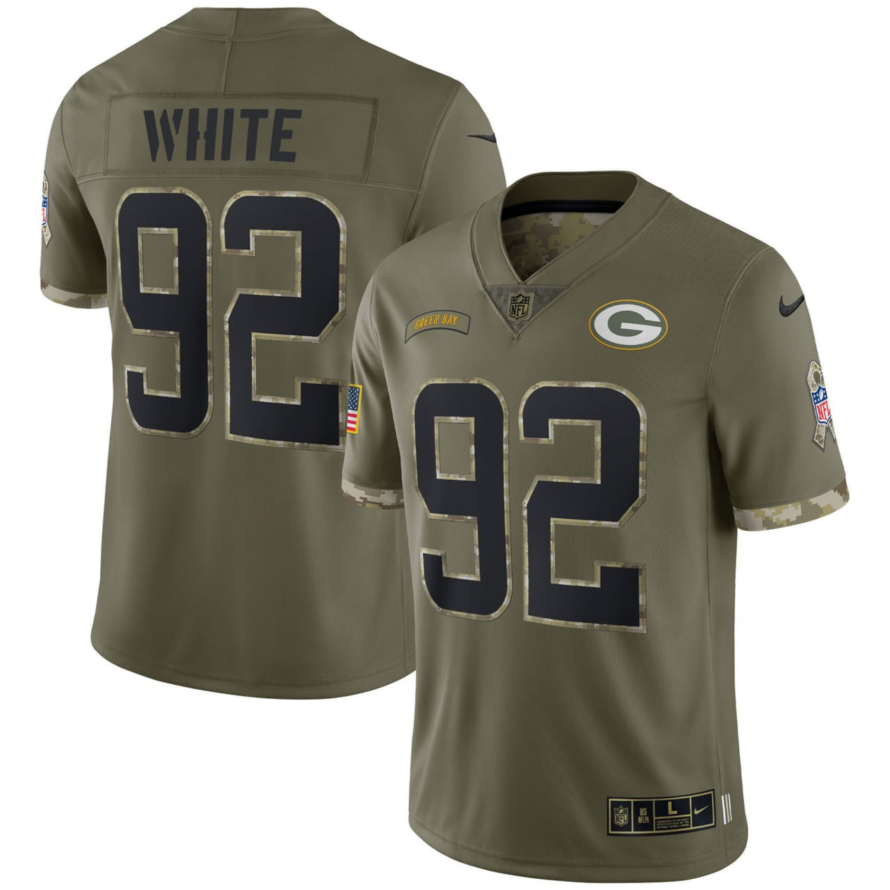 Men's Reggie White Green Bay Packers Salute To Service Salute To Service Jersey - All Stitched