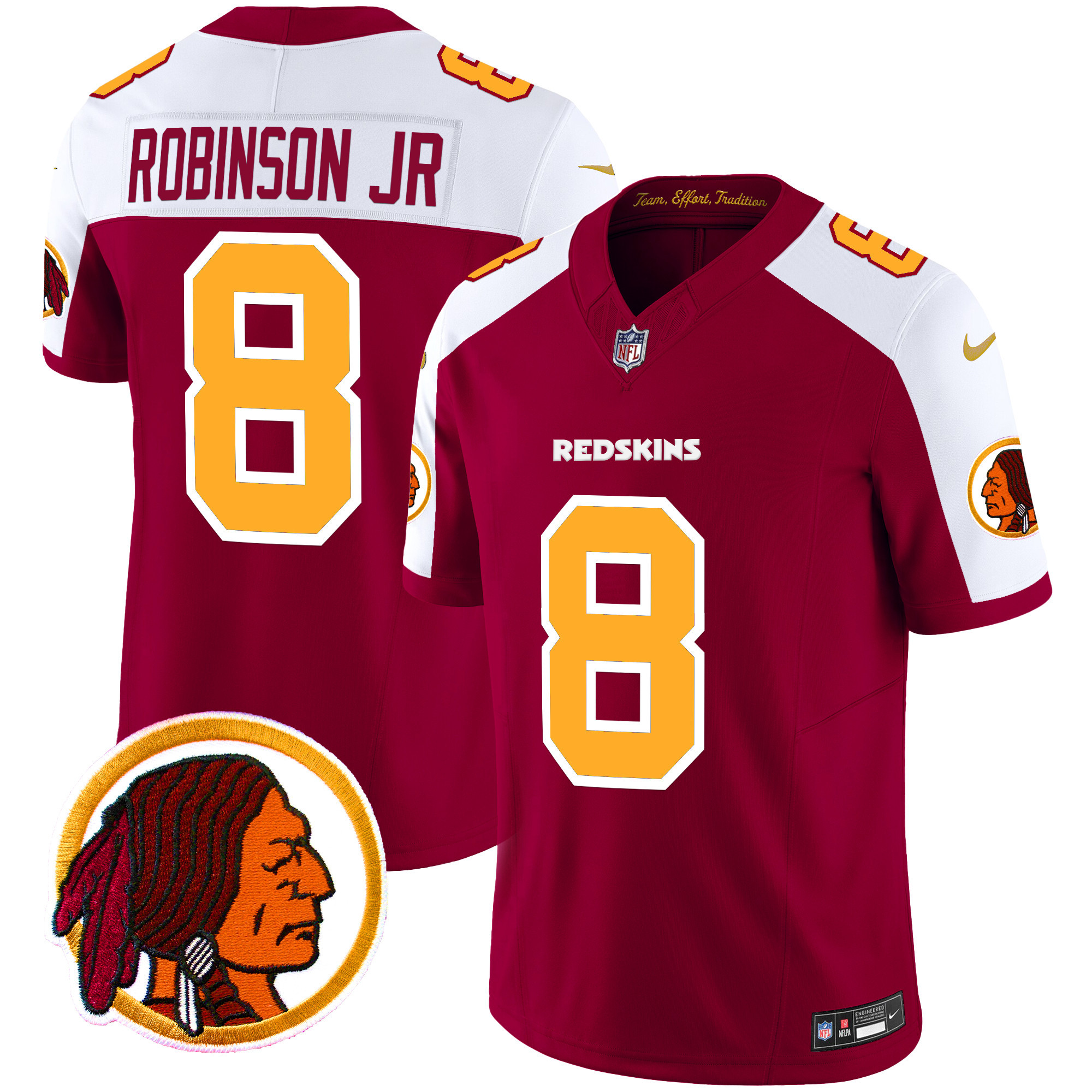 Men's Robinson Jr. Washington Redskins Throwback Vapor Limited Burgundy Alternate Jersey V2 - All Stitched