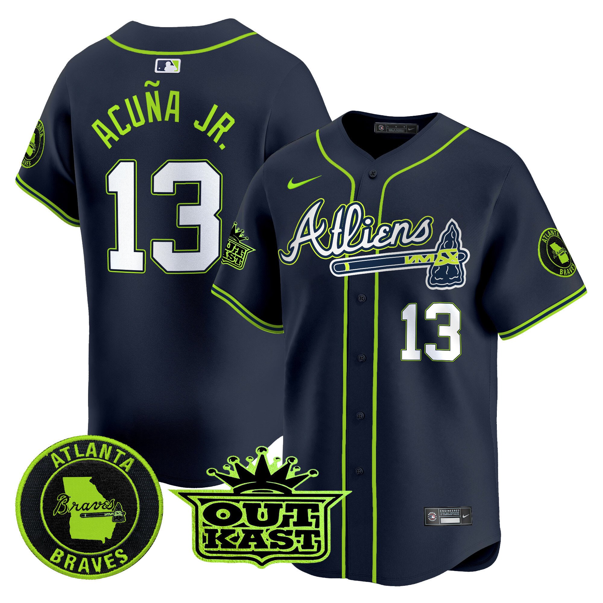 Men's Ronald Acuna Jr. Atlanta Braves Atliens Vapor Premier Limited Atliens Jersey V4 - All Stitched