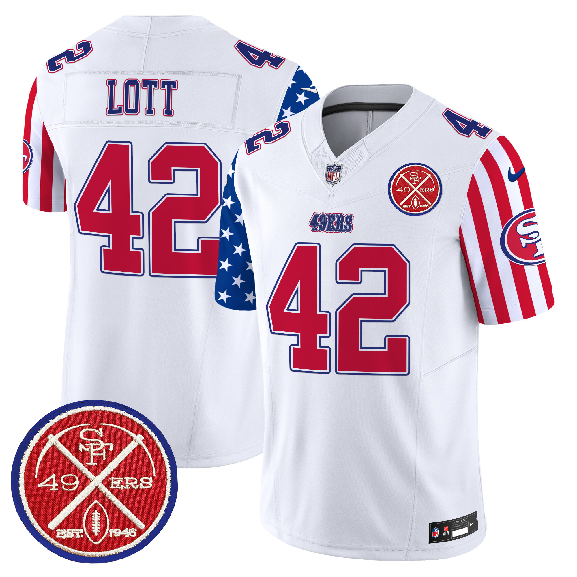 Men's Ronnie Lott San Francisco 49ers American Style Vapor Limited White Jersey - All Stitched