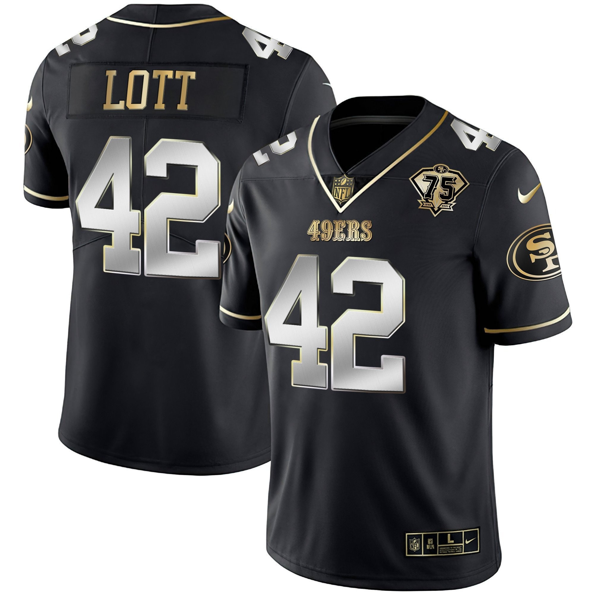 Men's Ronnie Lott San Francisco 49ers Vapor Gold Black Limited Jersey Collection - All Stitched