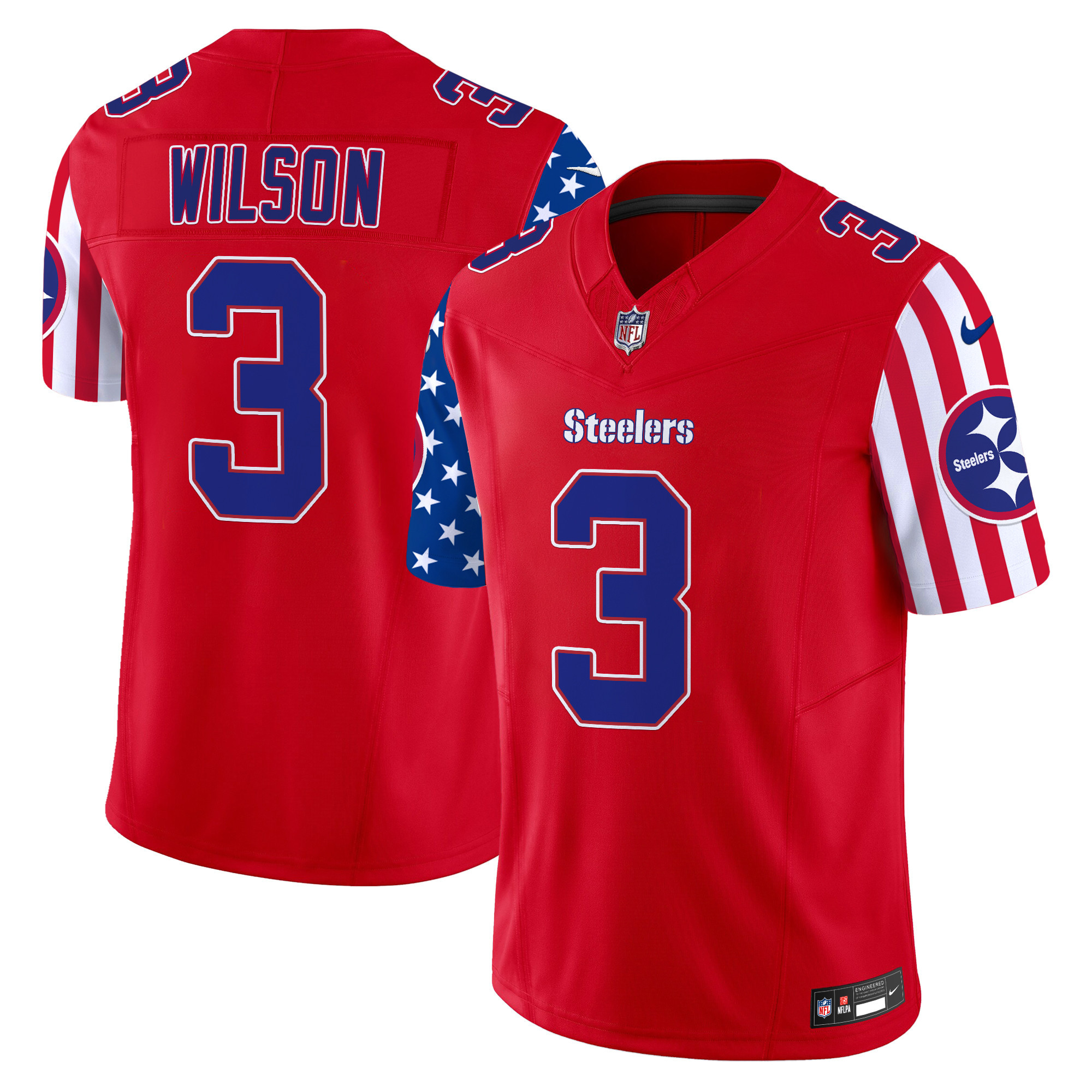 Men's Russell Wilson Pittsburgh Steelers American Style Vapor Limited Red Jersey - All Stitched