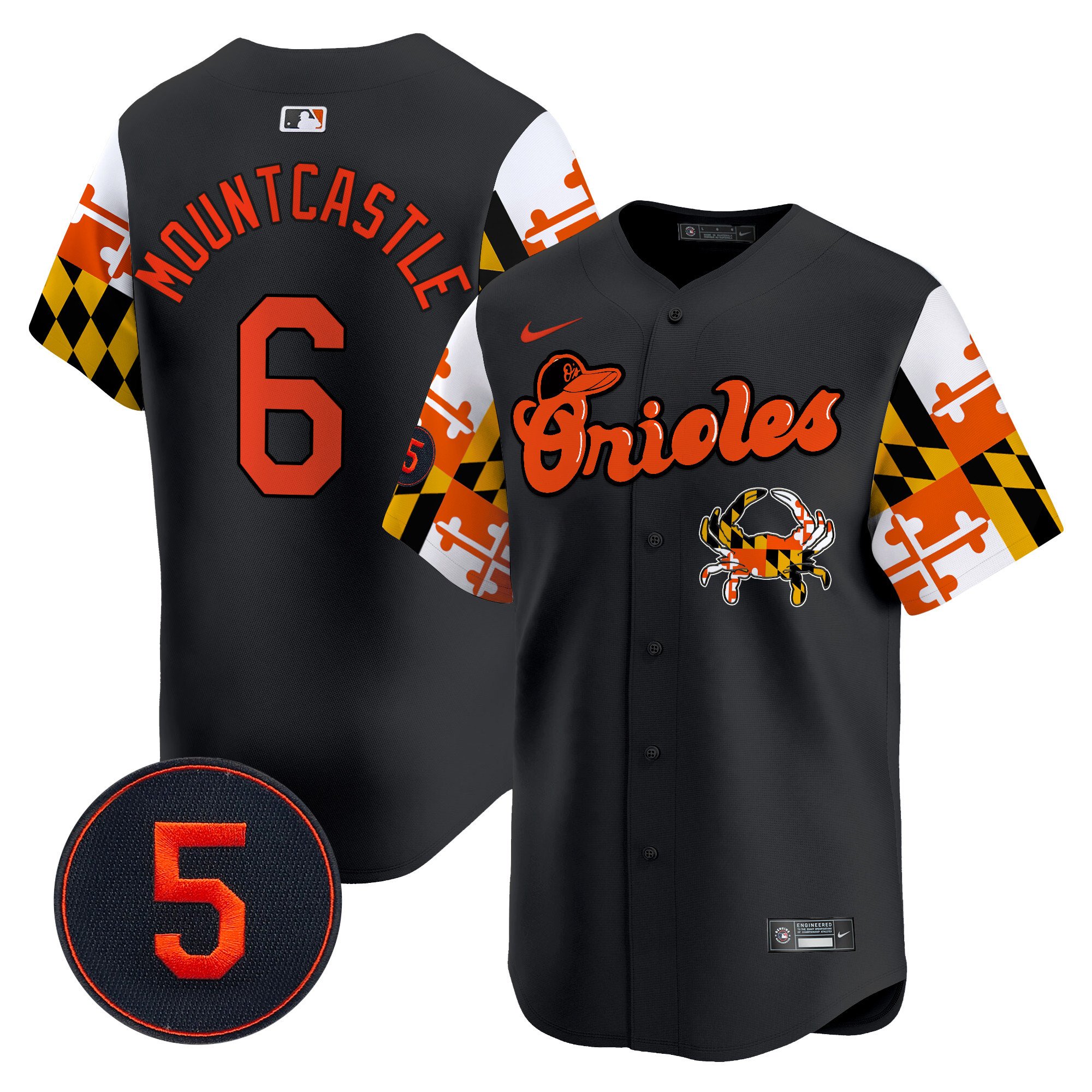 Men's Ryan Mountcastle Baltimore Orioles Robinson Patch Vapor Premier Limited Black Jersey V7 - All Stitched