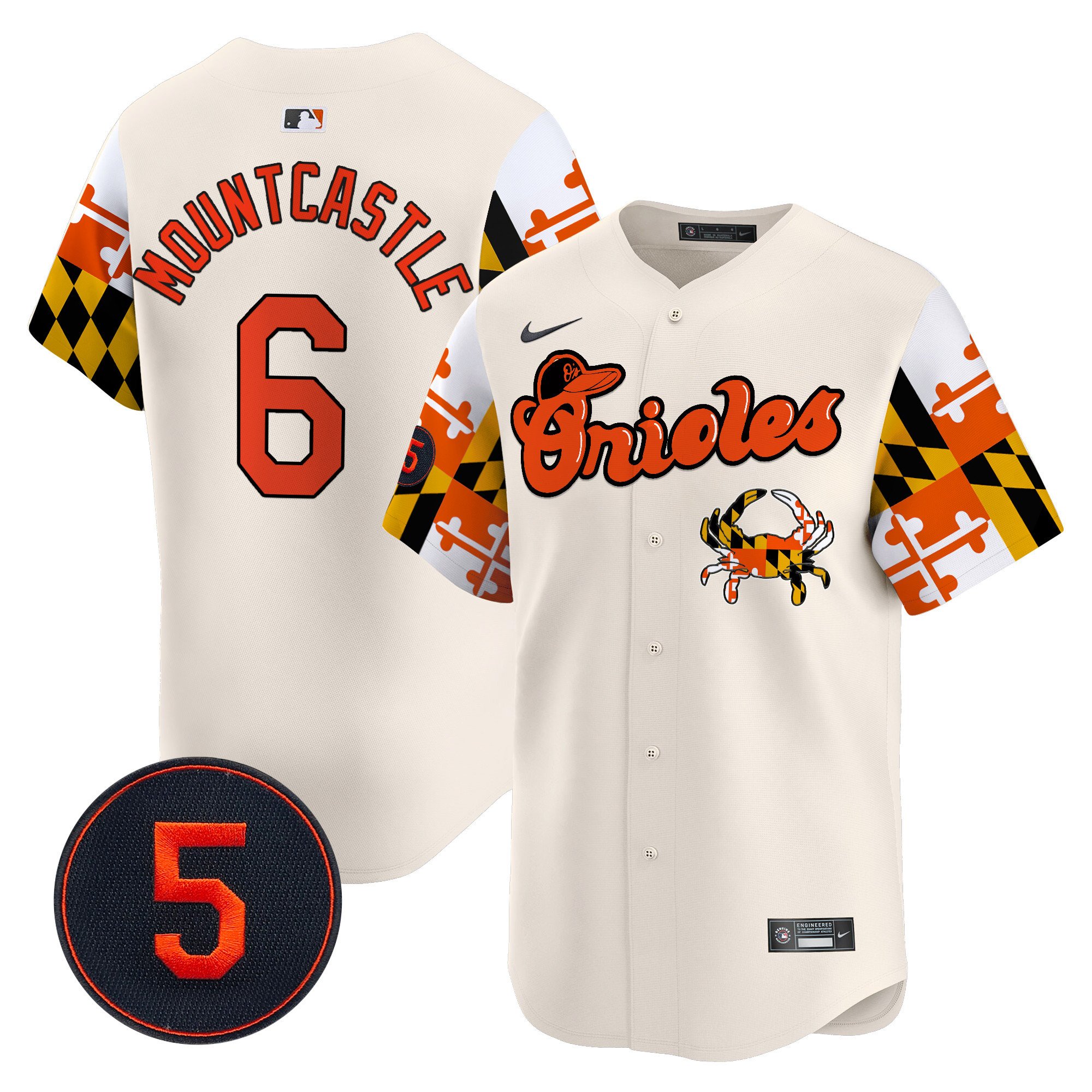Men's Ryan Mountcastle Baltimore Orioles Robinson Patch Vapor Premier Limited Cream Jersey V7 - All Stitched