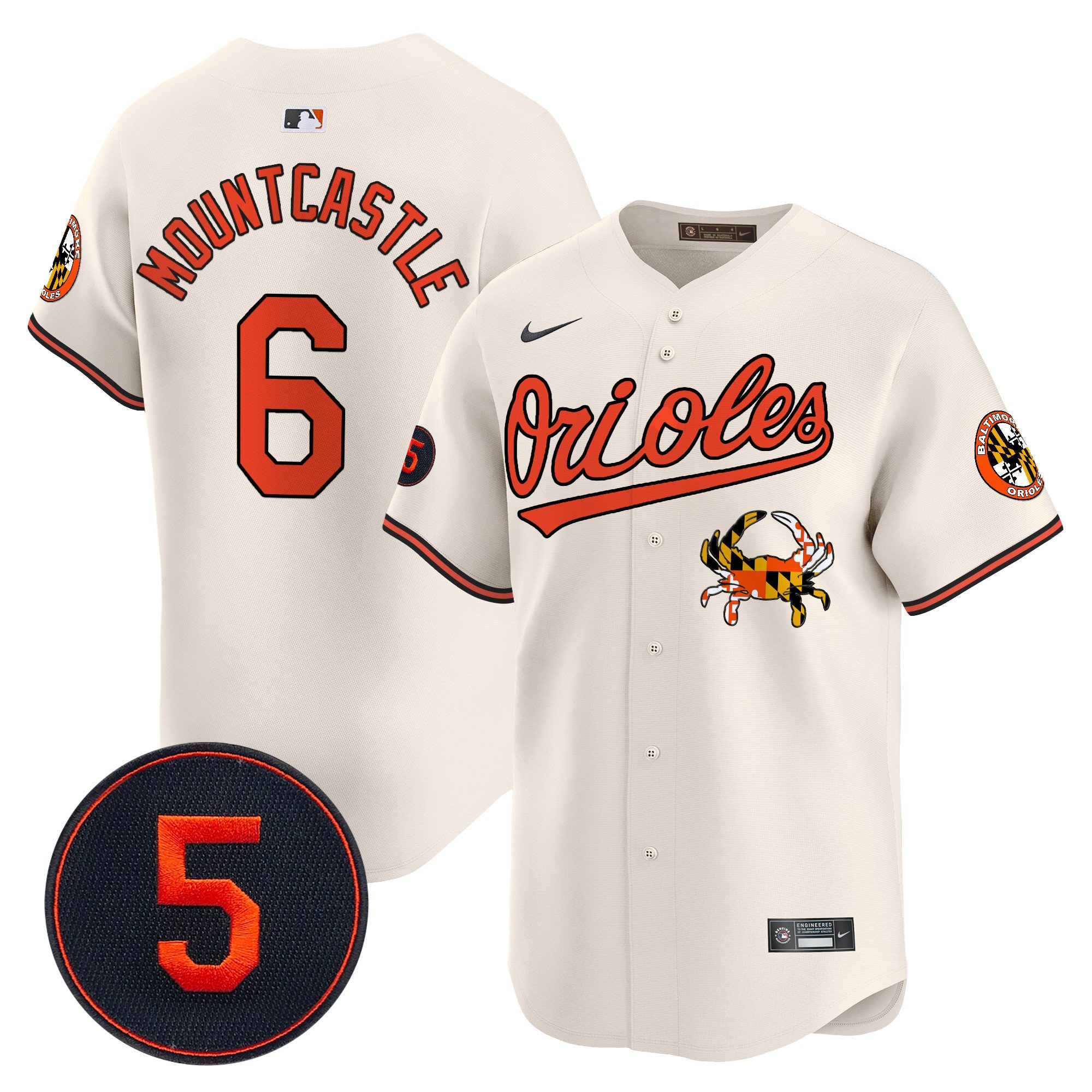 Men's Ryan Mountcastle Baltimore Orioles Robinson Patch Vapor Premier Limited Cream Jersey V9 - All Stitched